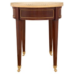 French 18th Century Louis XVI Style Mahogany and Carrara Marble Side Table