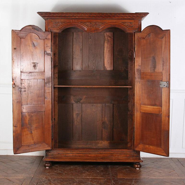 Carved French 18th Century Lyonnaise Walnut Armoire