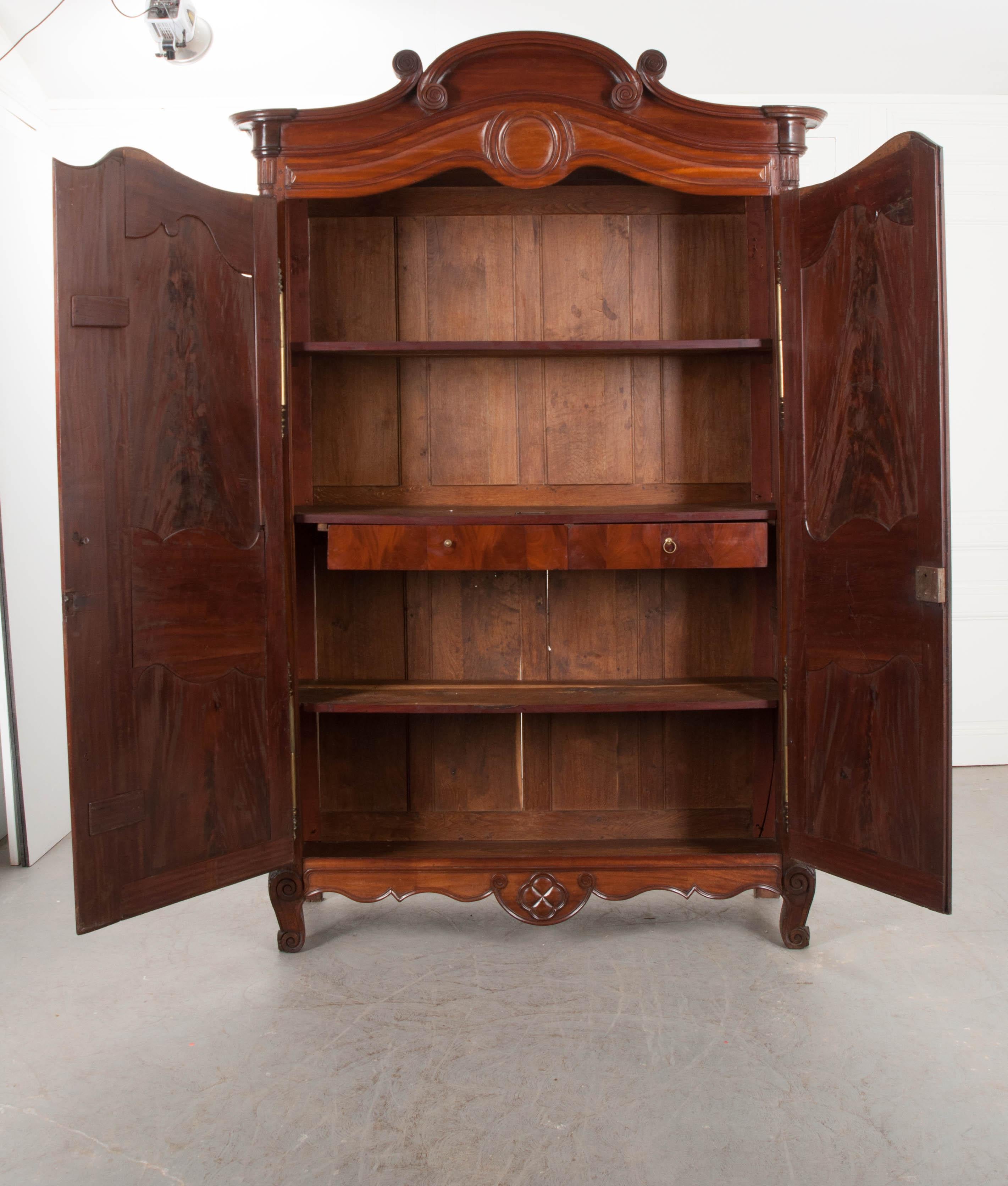 French 18th Century Mahogany Armoire from the Port of Normandy 2