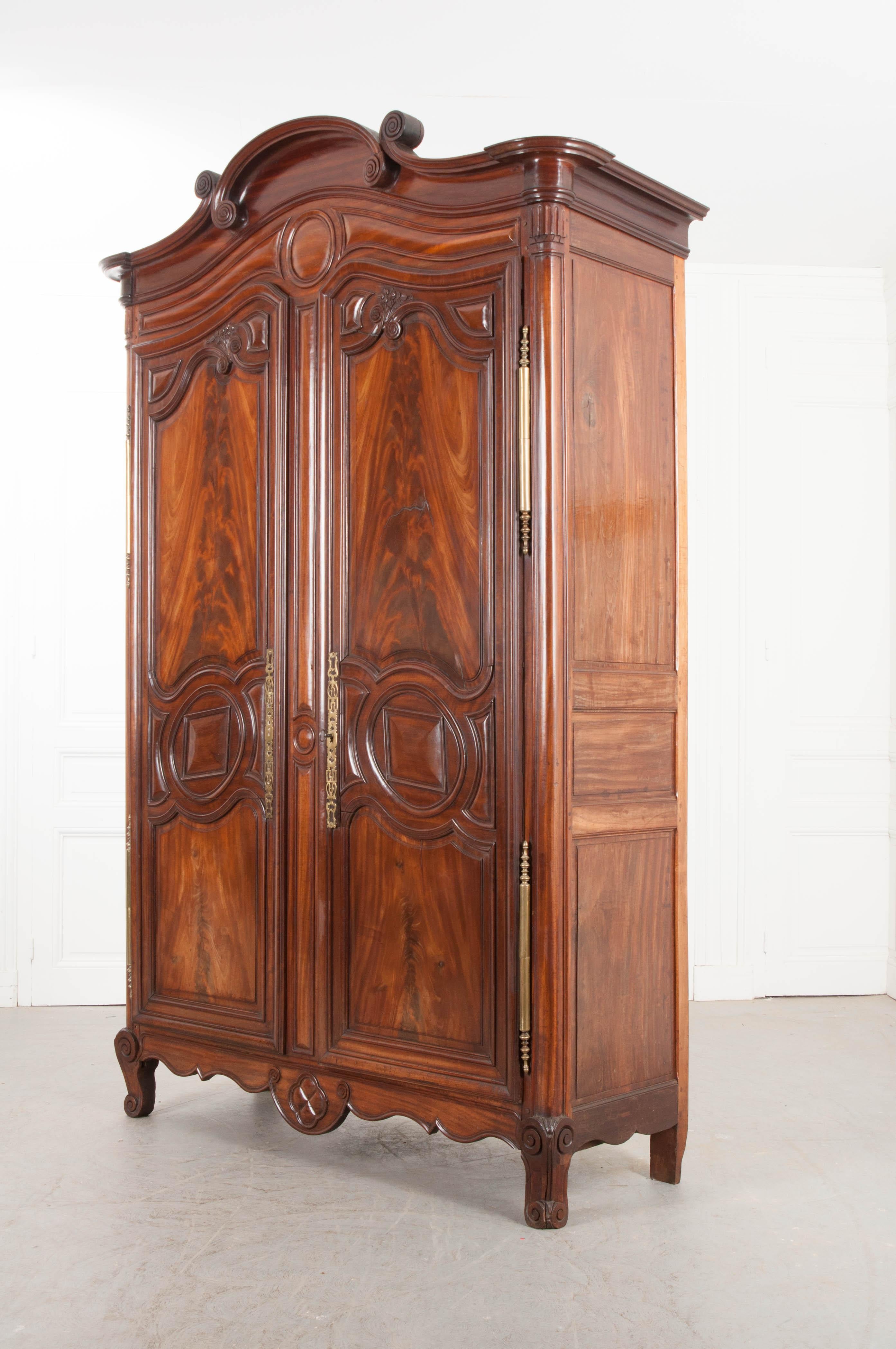 French 18th Century Mahogany Armoire from the Port of Normandy 7