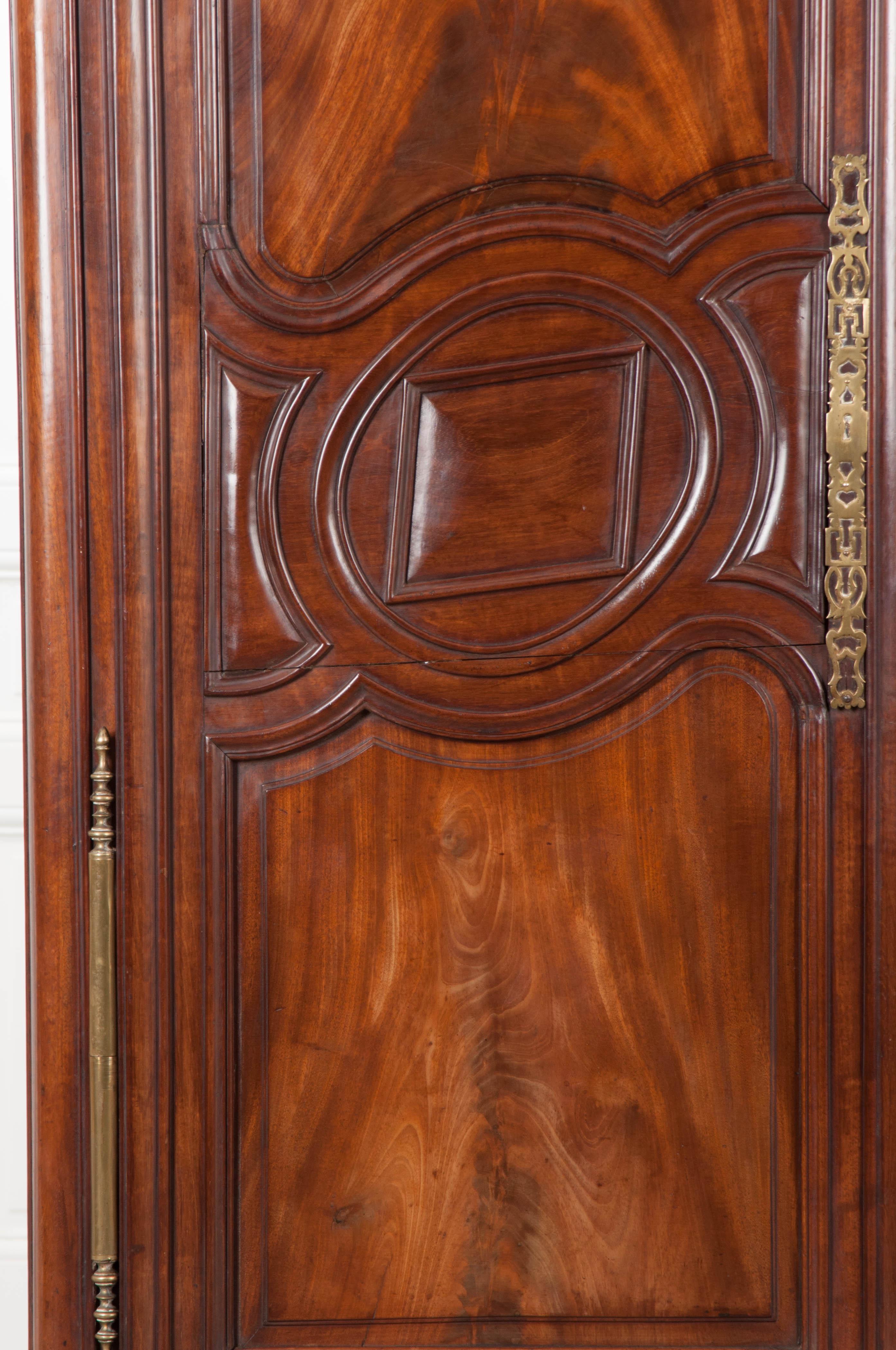 18th Century and Earlier French 18th Century Mahogany Armoire from the Port of Normandy