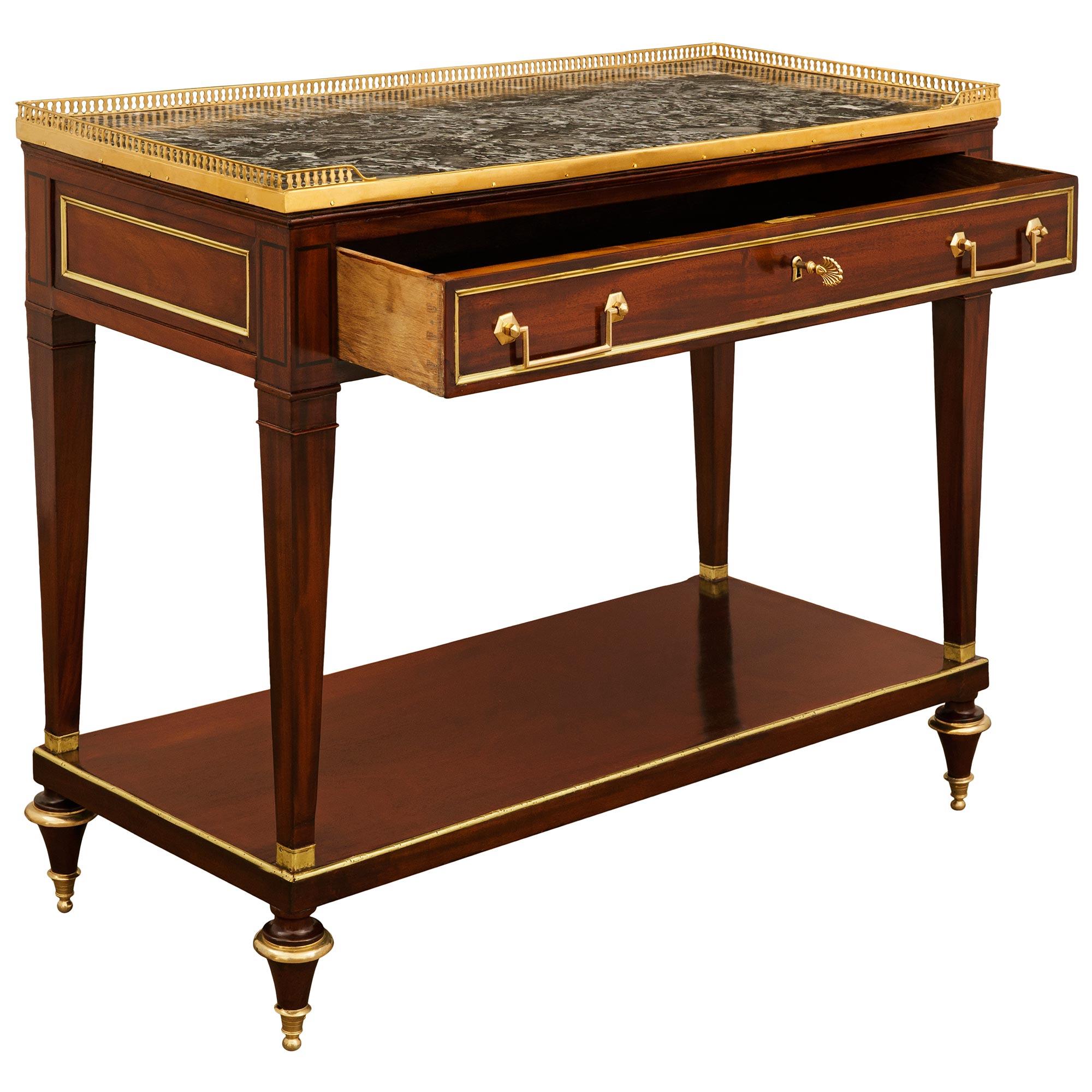 French 18th century Mahogany, Ormolu and marble console, circa 1795 In Good Condition For Sale In West Palm Beach, FL
