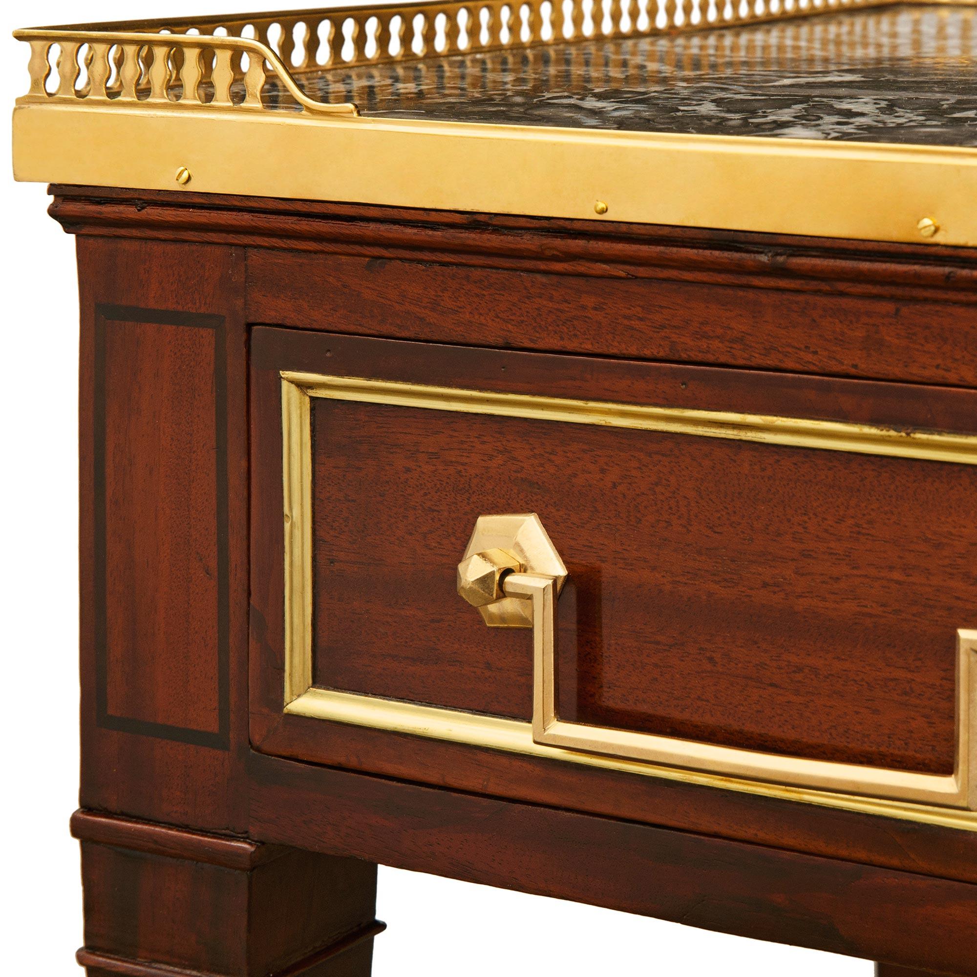 French 18th century Mahogany, Ormolu and marble console, circa 1795 For Sale 1