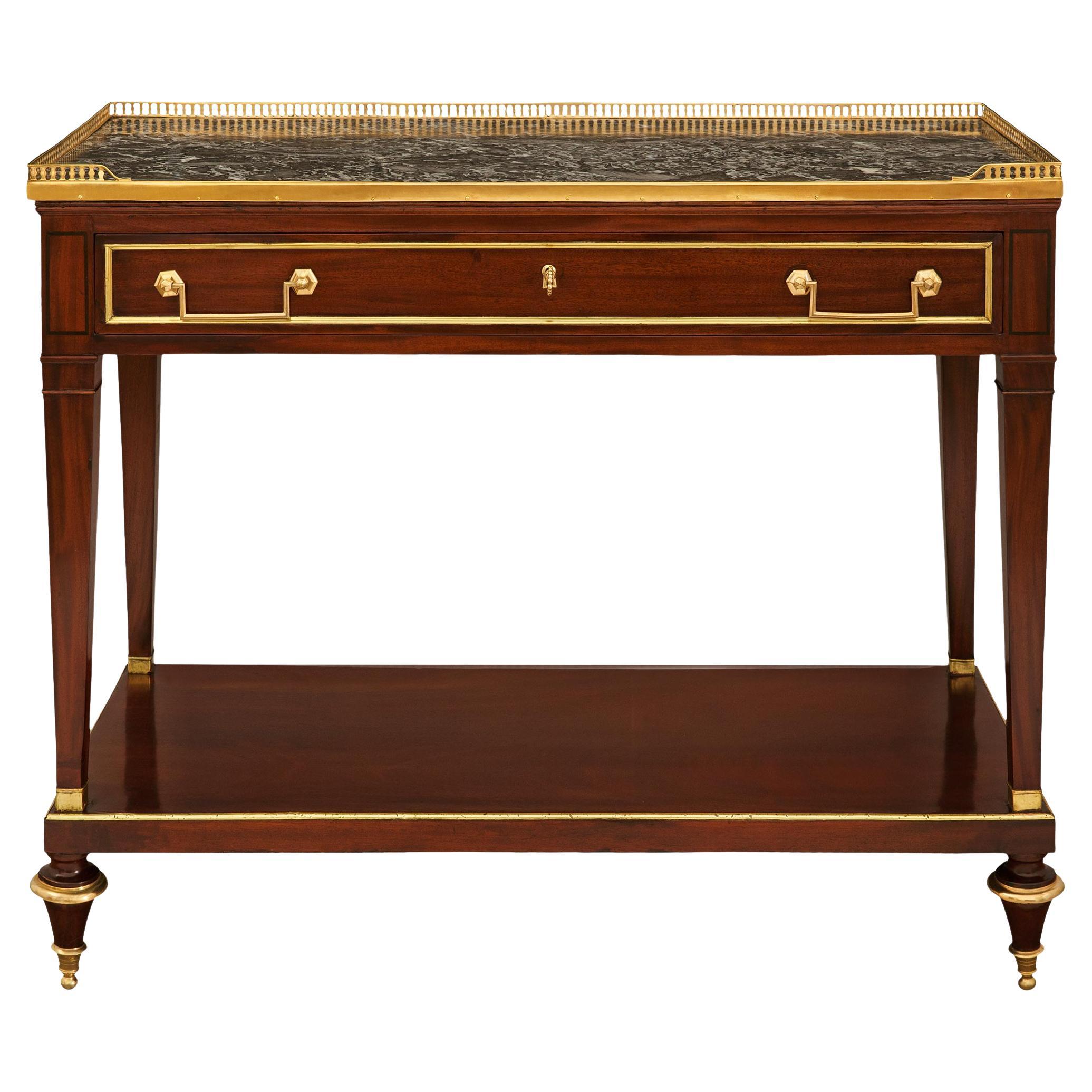 French 18th century Mahogany, Ormolu and marble console, circa 1795 For Sale