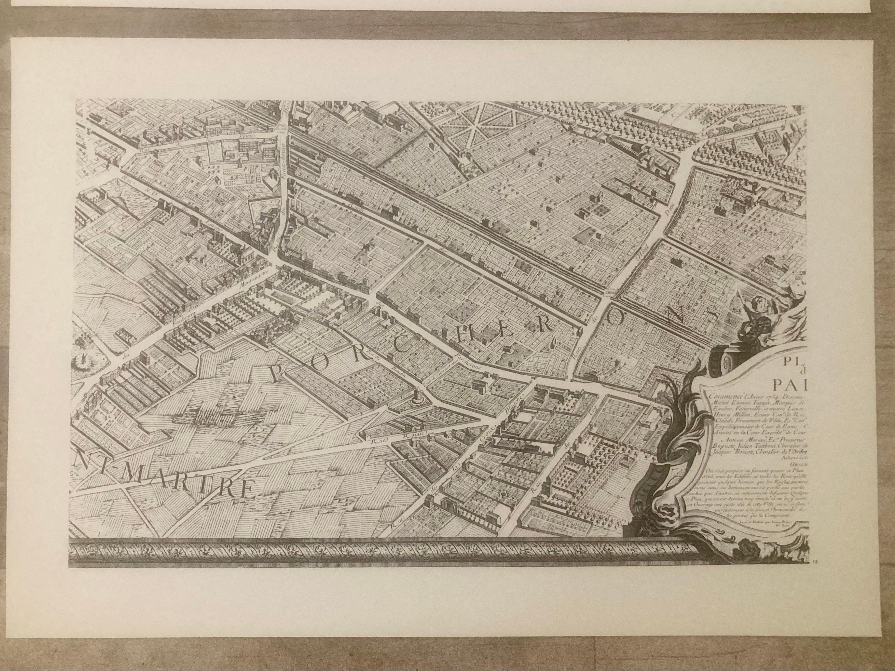Paper French 18th Century Map of Paris by Turgot For Sale