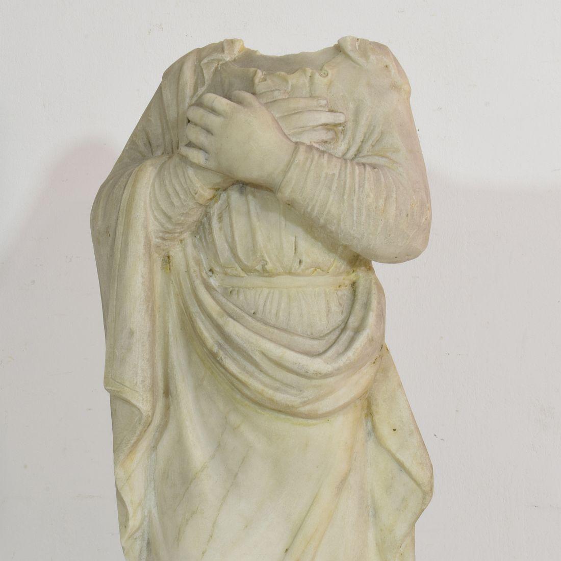 French 18th Century Marble Statue of a Madonna Without Head 3