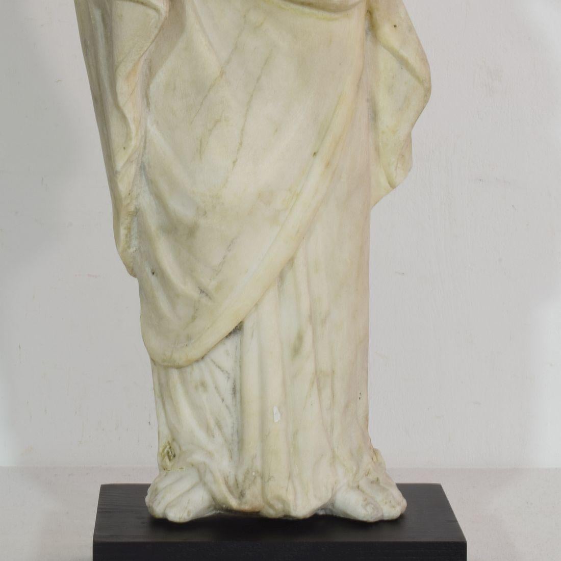 18th Century and Earlier French 18th Century Marble Statue of a Madonna Without Head