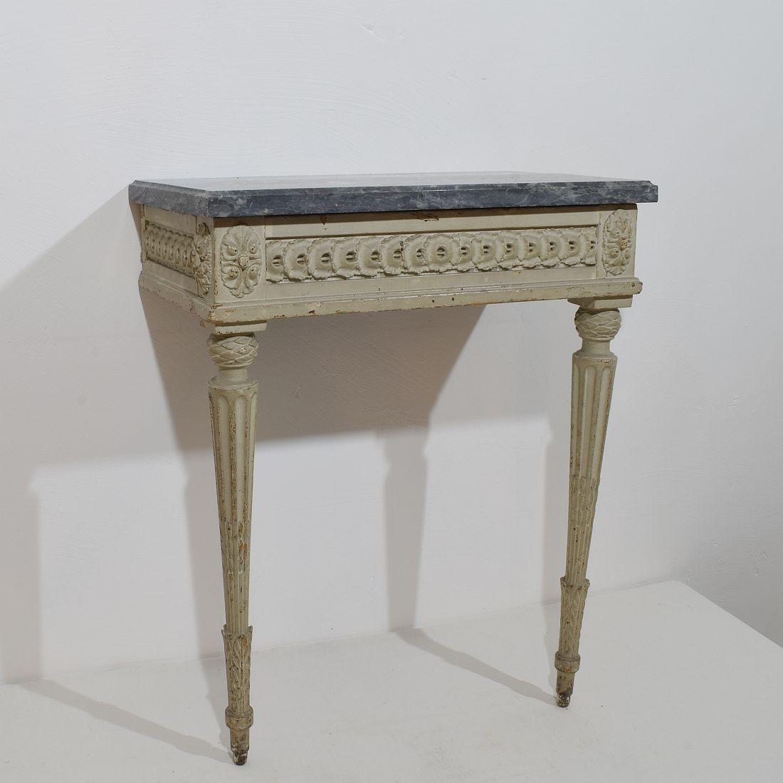 18th Century and Earlier French 18th Century Marble-Top Louis XVI Console Table For Sale
