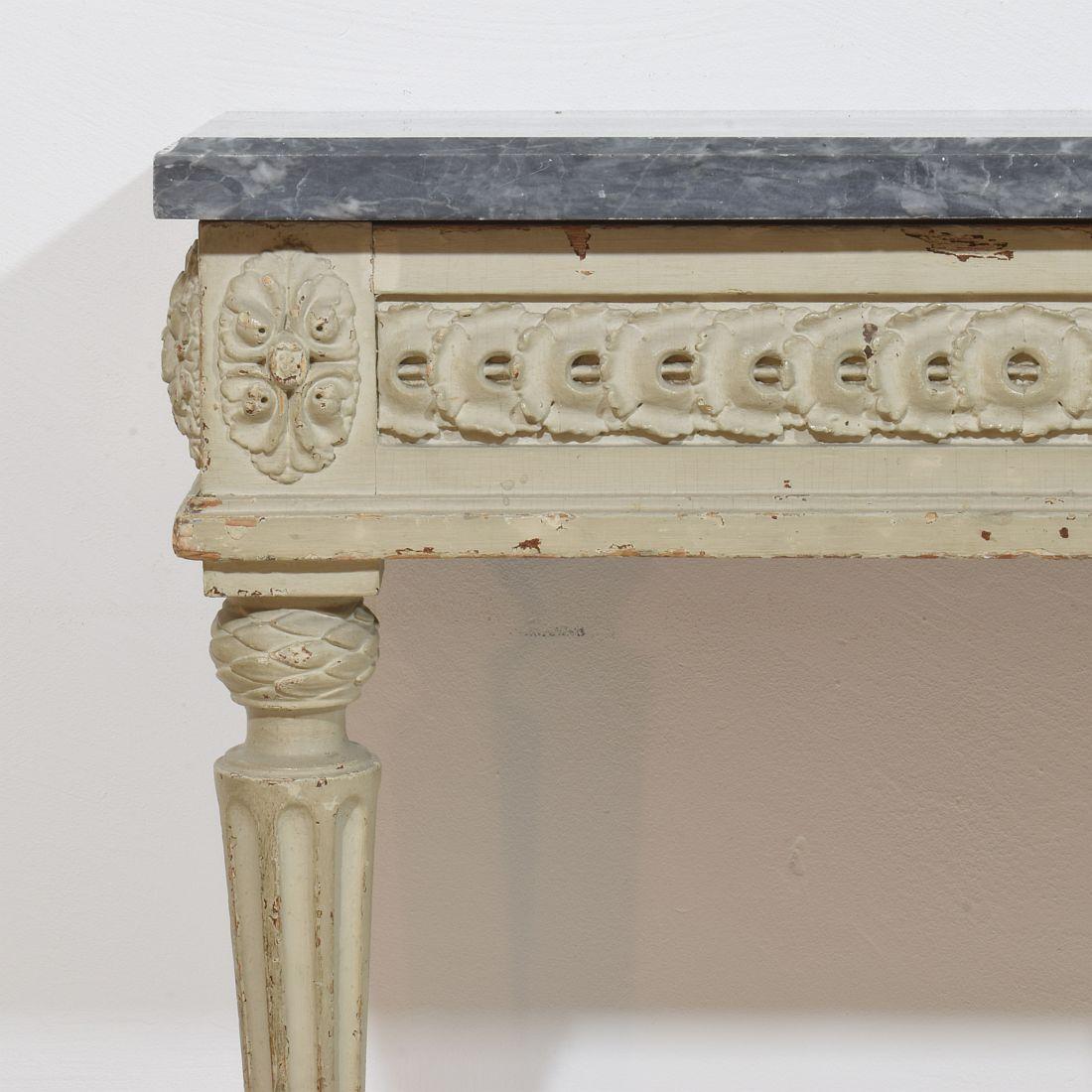 Wood French 18th Century Marble-Top Louis XVI Console Table For Sale