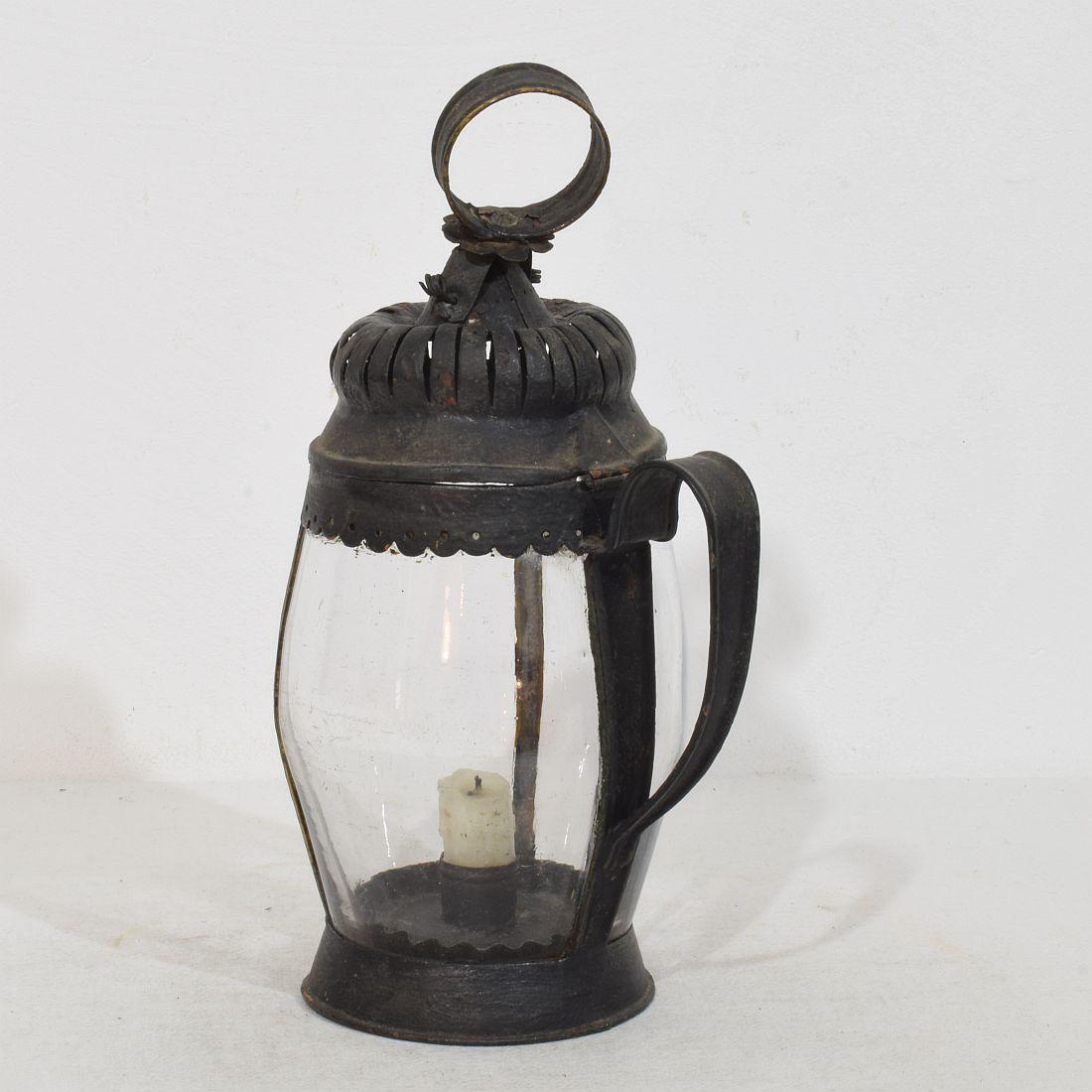 Glass French, 18th Century Metal Lantern