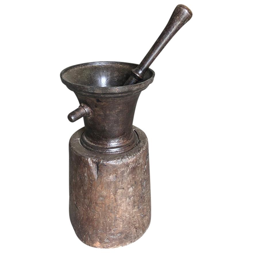 French 18th Century Mortar and Pestle For Sale