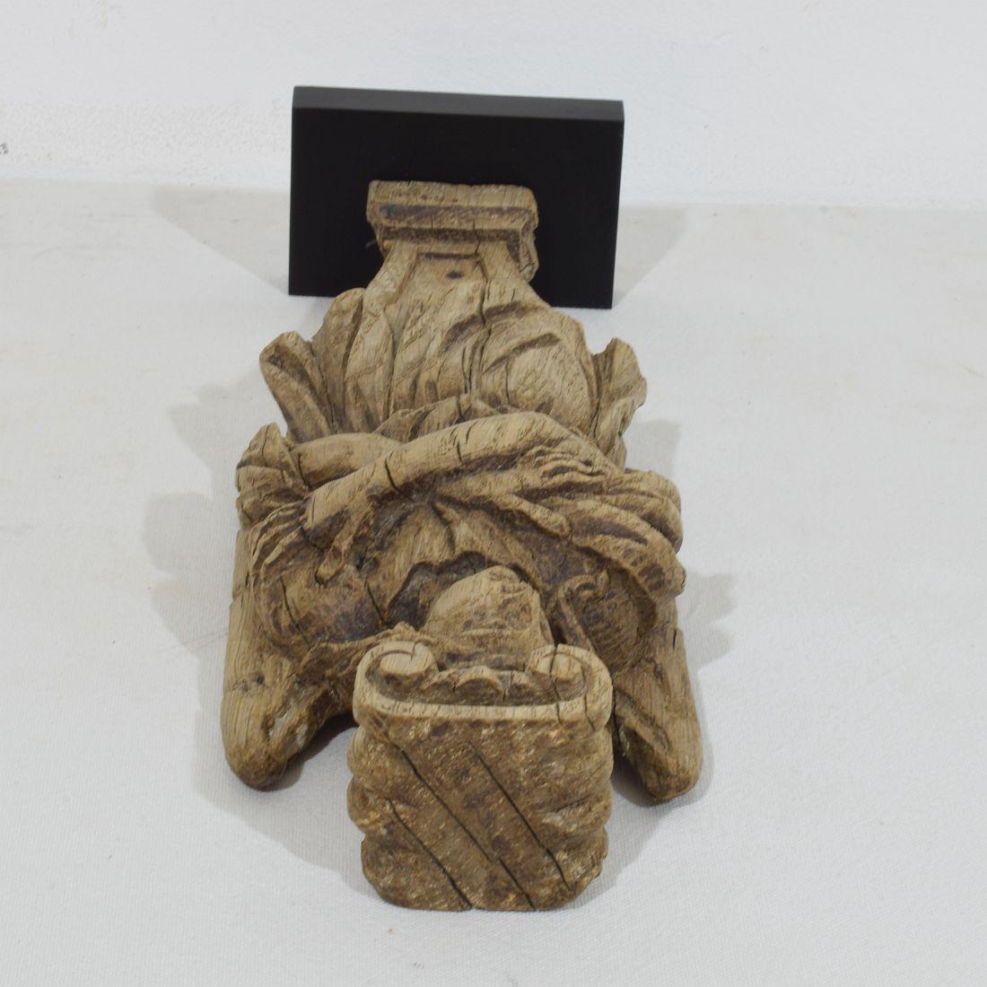 Figura di angelo cariatide in legno di Oak, intagliata a mano, francese del XVIII secolo in vendita 8