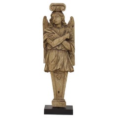Französische neoklassizistische handgeschnitzte Karyati-Engelfigur aus Eiche, 18. Jahrhundert
