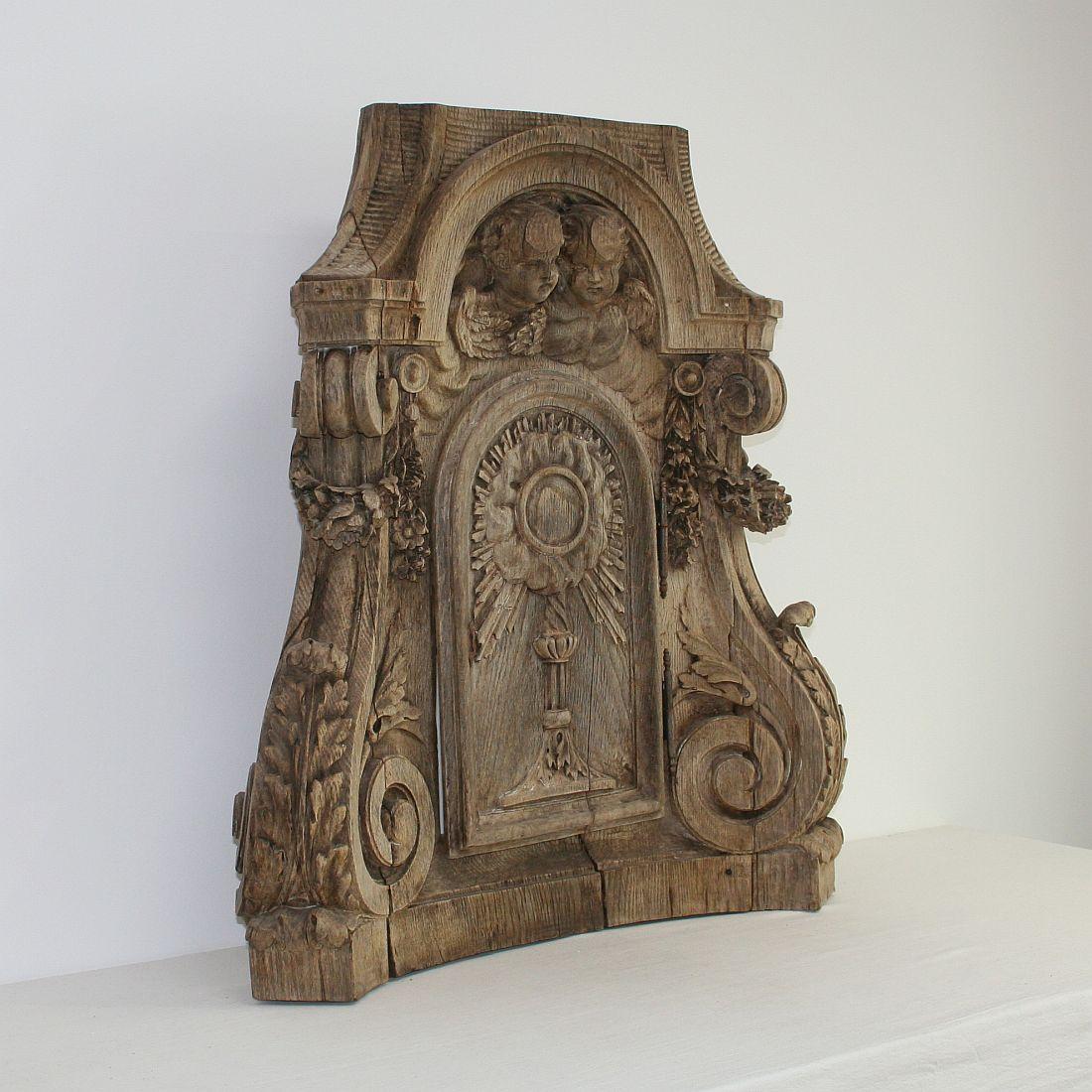 Hand-Carved French 18th Century Oak Baroque Tabernacle Front