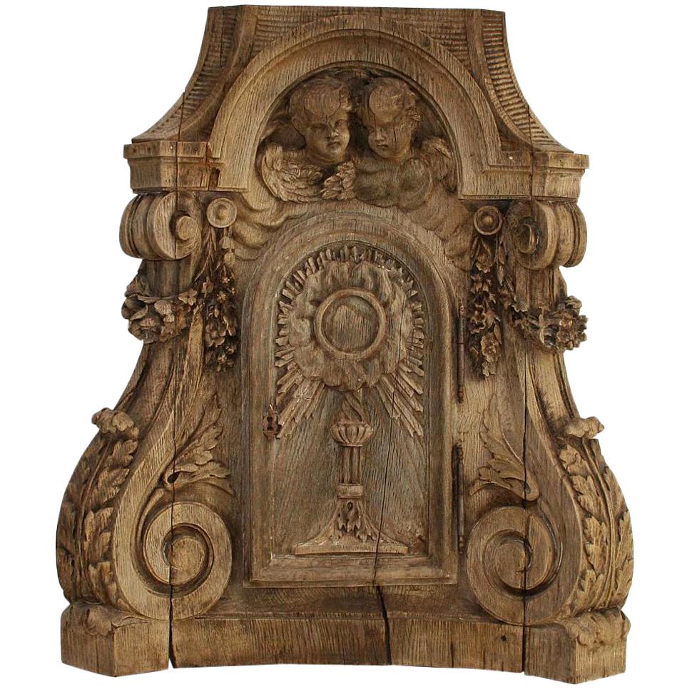 French 18th Century Oak Baroque Tabernacle Front
