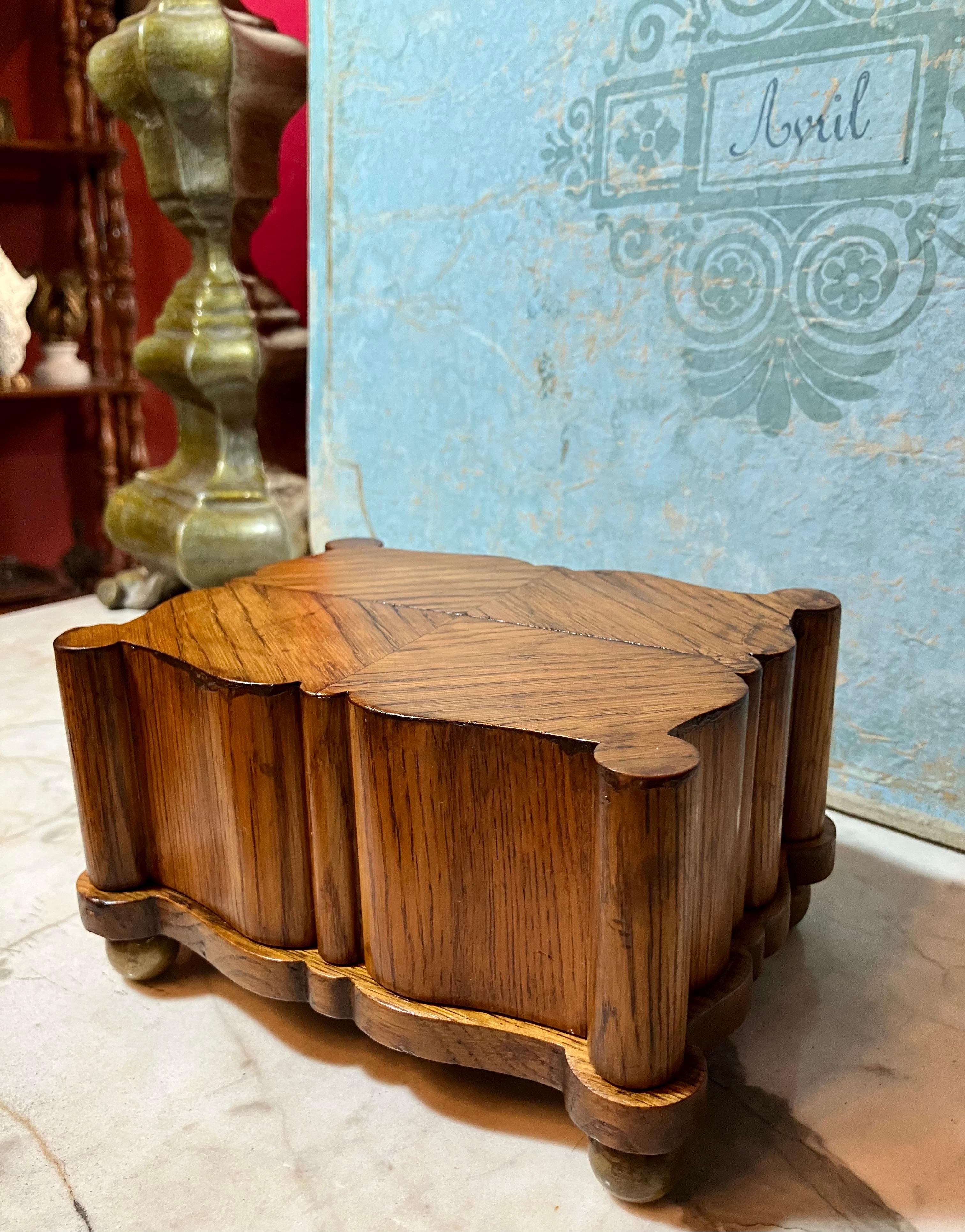 French 18th-Century Oak Box, Hidden Compartment and Herringbone Marquetry 3