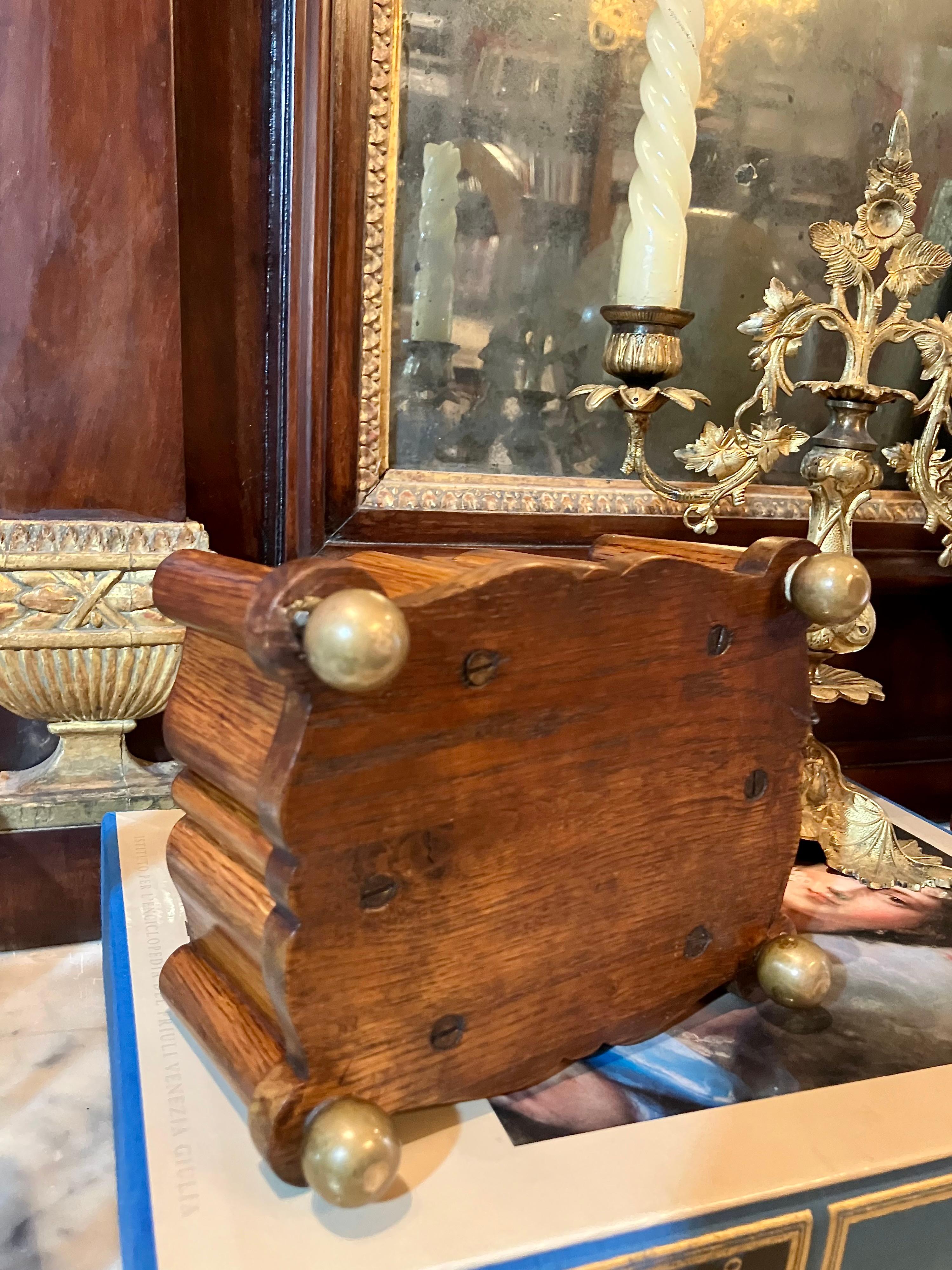 French 18th-Century Oak Box, Hidden Compartment and Herringbone Marquetry 4
