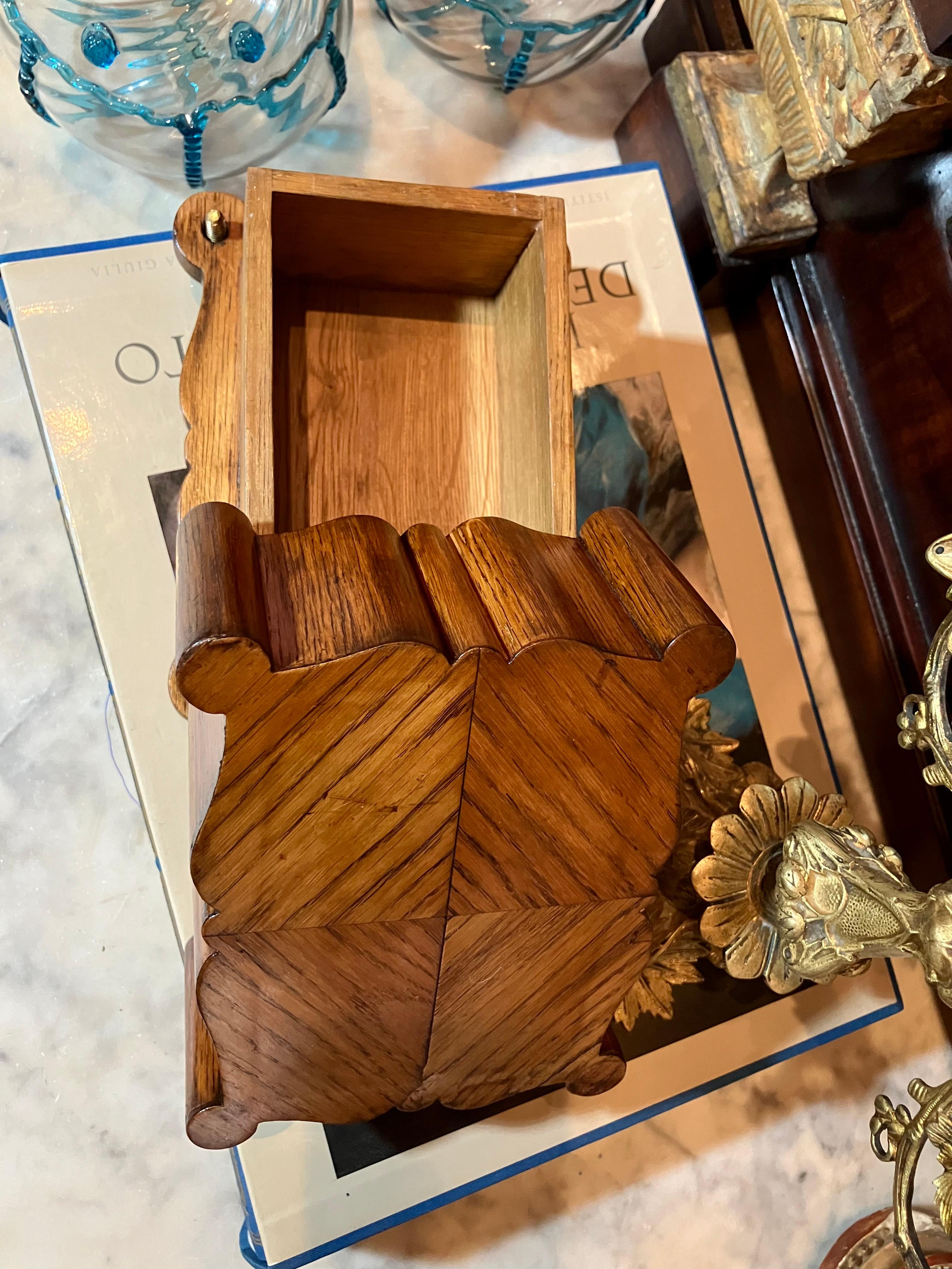 18th Century and Earlier French 18th-Century Oak Box, Hidden Compartment and Herringbone Marquetry