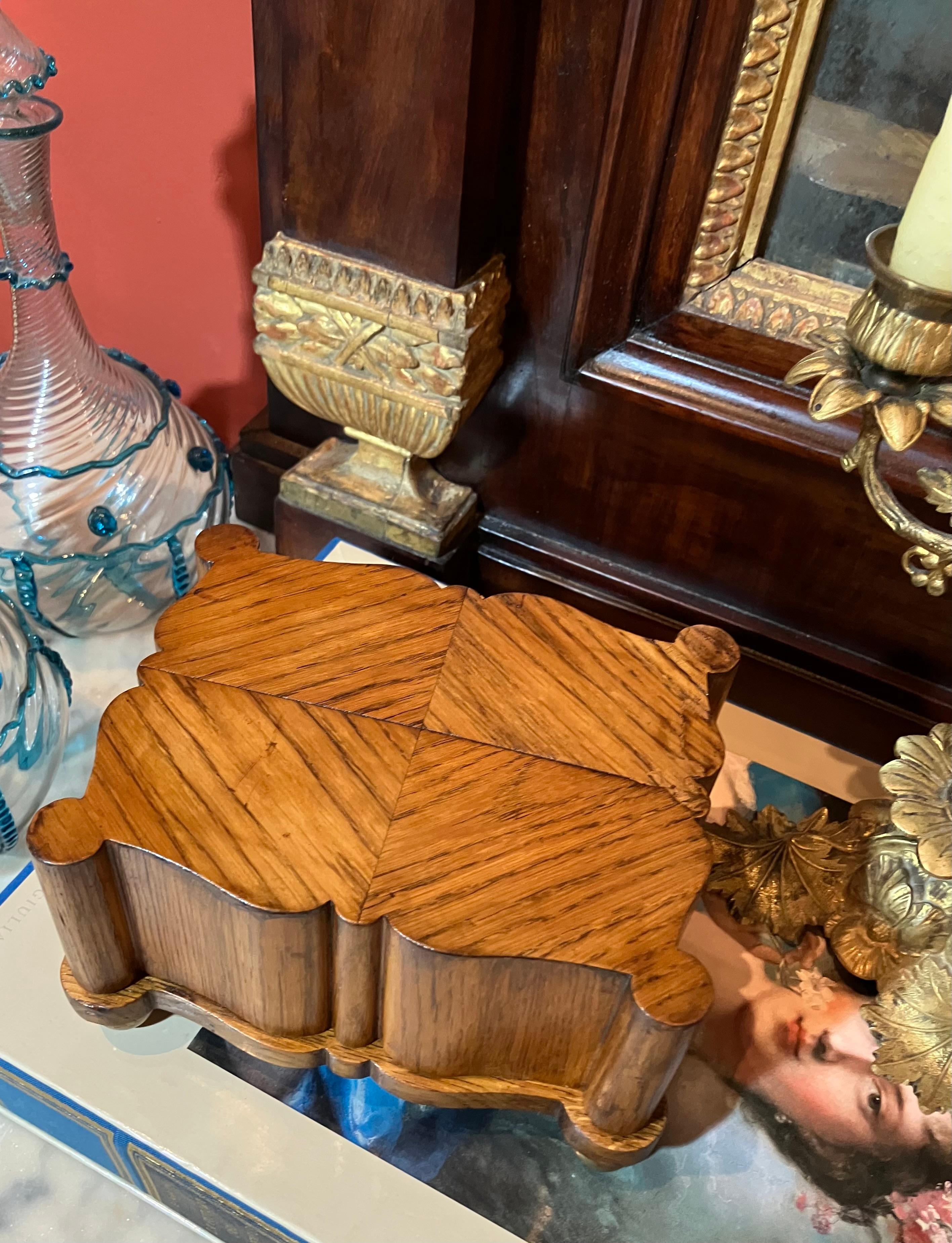 French 18th-Century Oak Box, Hidden Compartment and Herringbone Marquetry 1