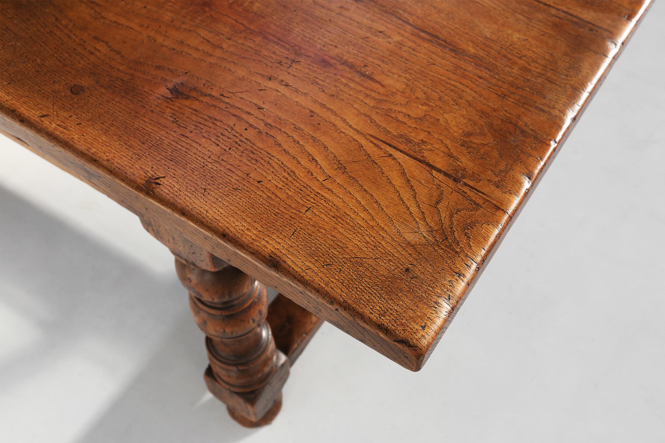 Oak French 18th century oak dining table