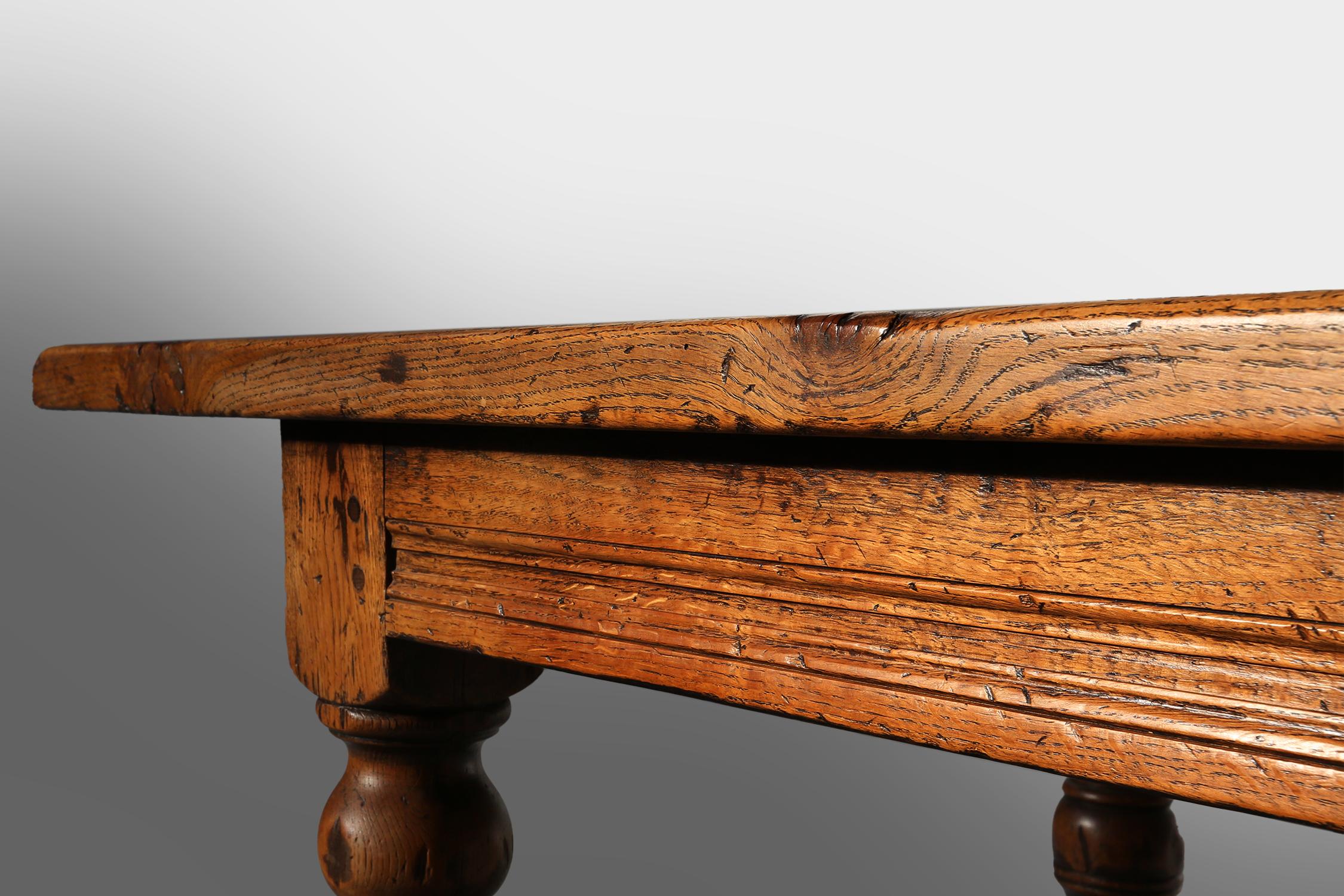 French 18th century oak dining table 1