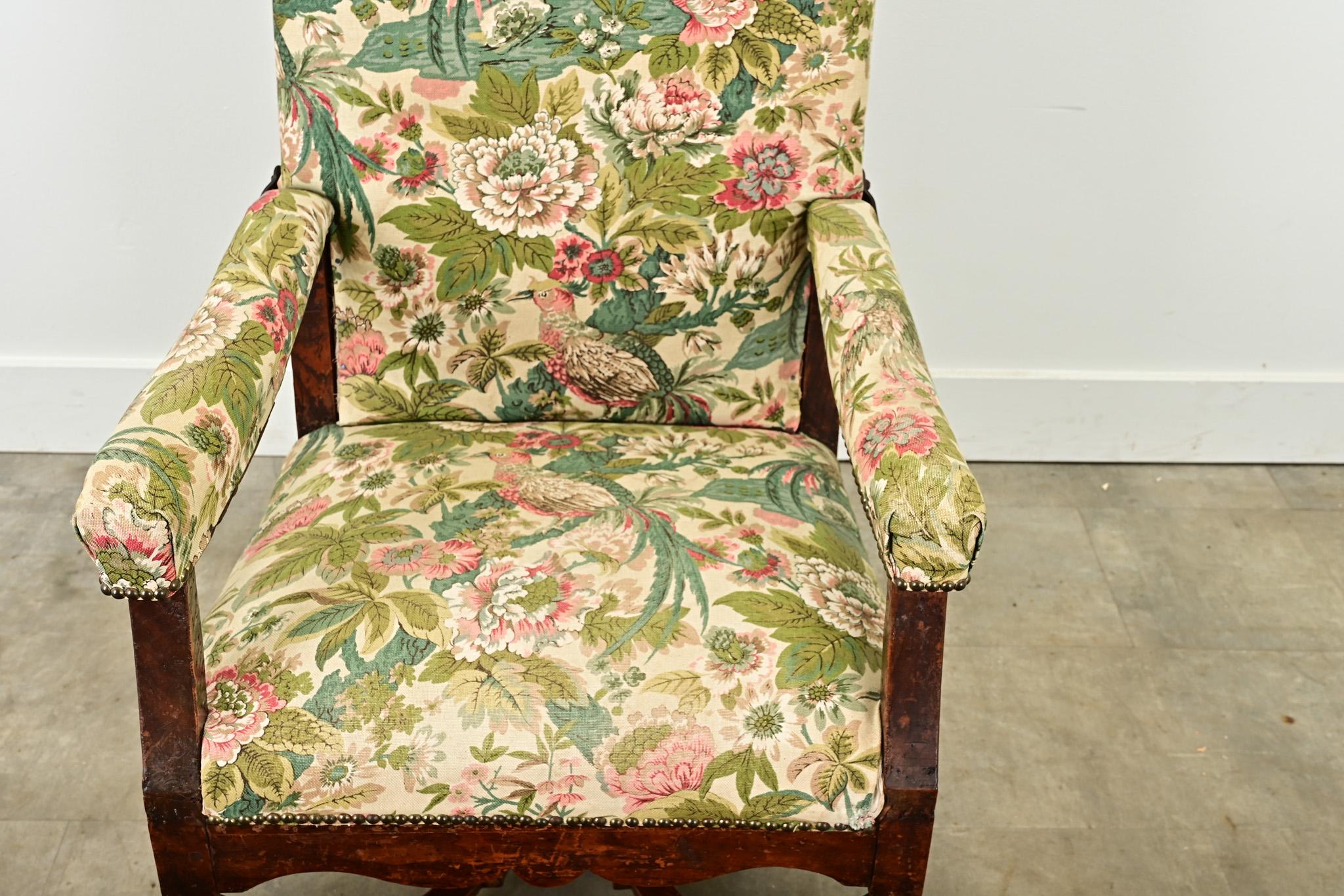 18th Century and Earlier French 18th Century Oak Reclining Arm Chair For Sale
