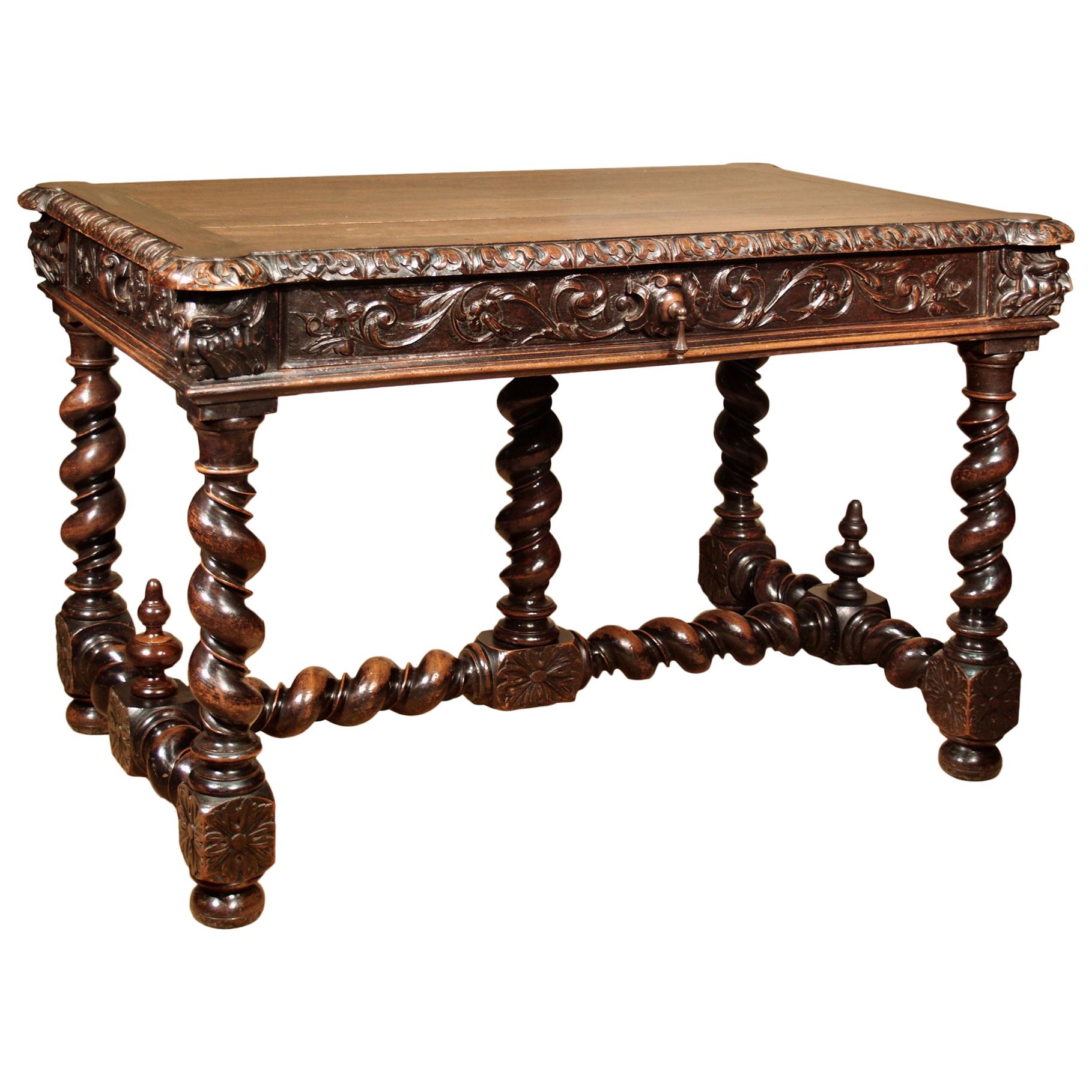 French 18th Century Oak Table Filled with Character For Sale