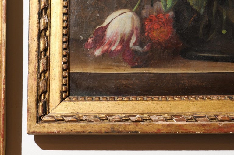 French 18th Century Oil on Canvas Floral Painting in the Dutch School Style For Sale 3
