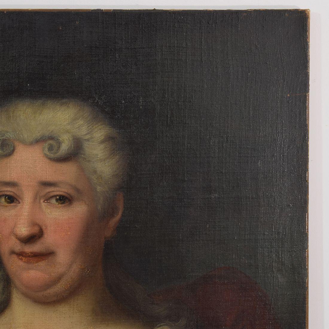 Hand-Painted French 18th Century Oil Painting of a Lady