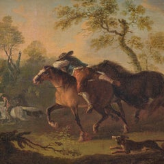 French 18th Century Oilpainting Equestrian Scene