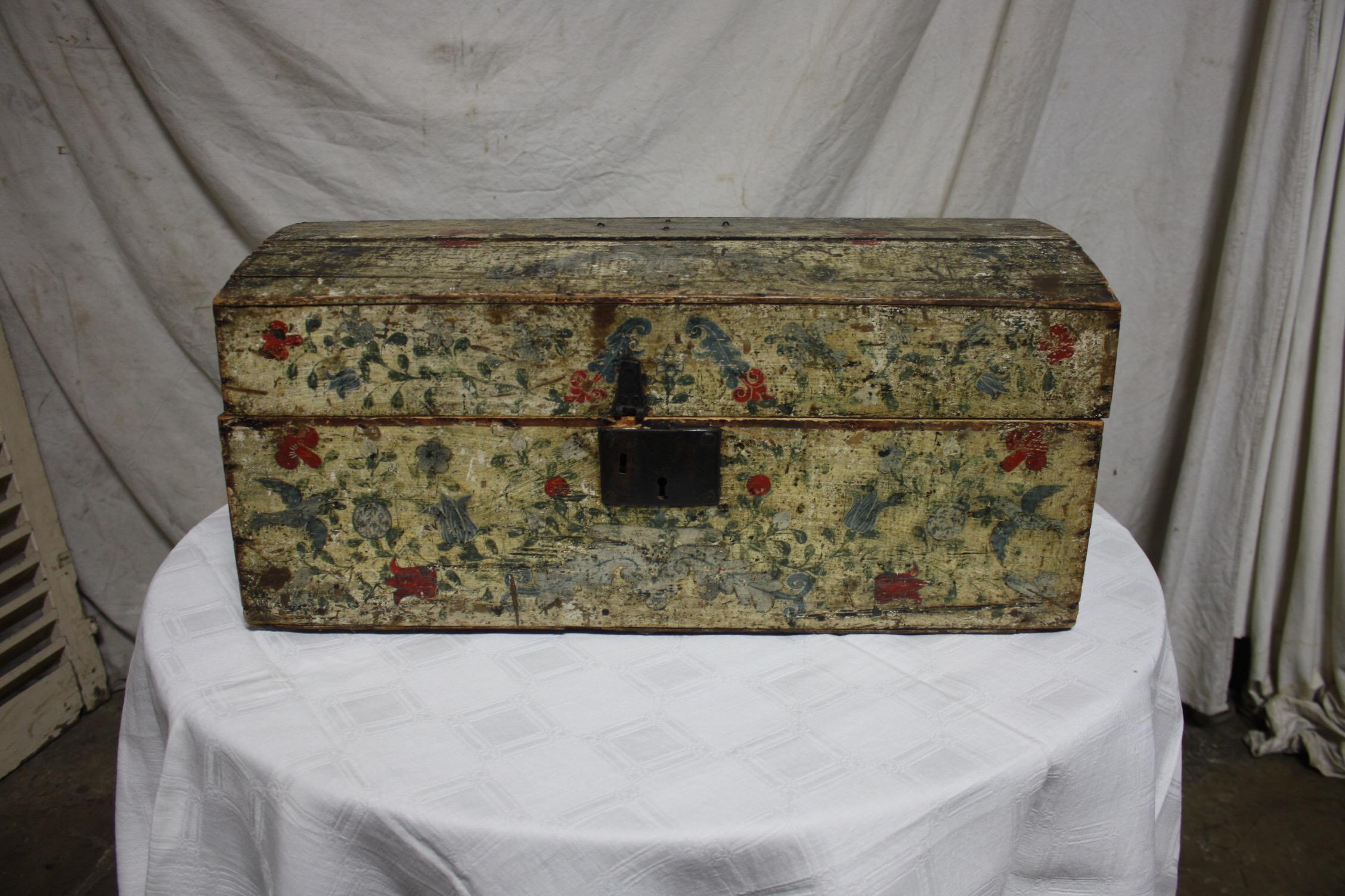 French 18th century painted box. This work comes from Normandy France.