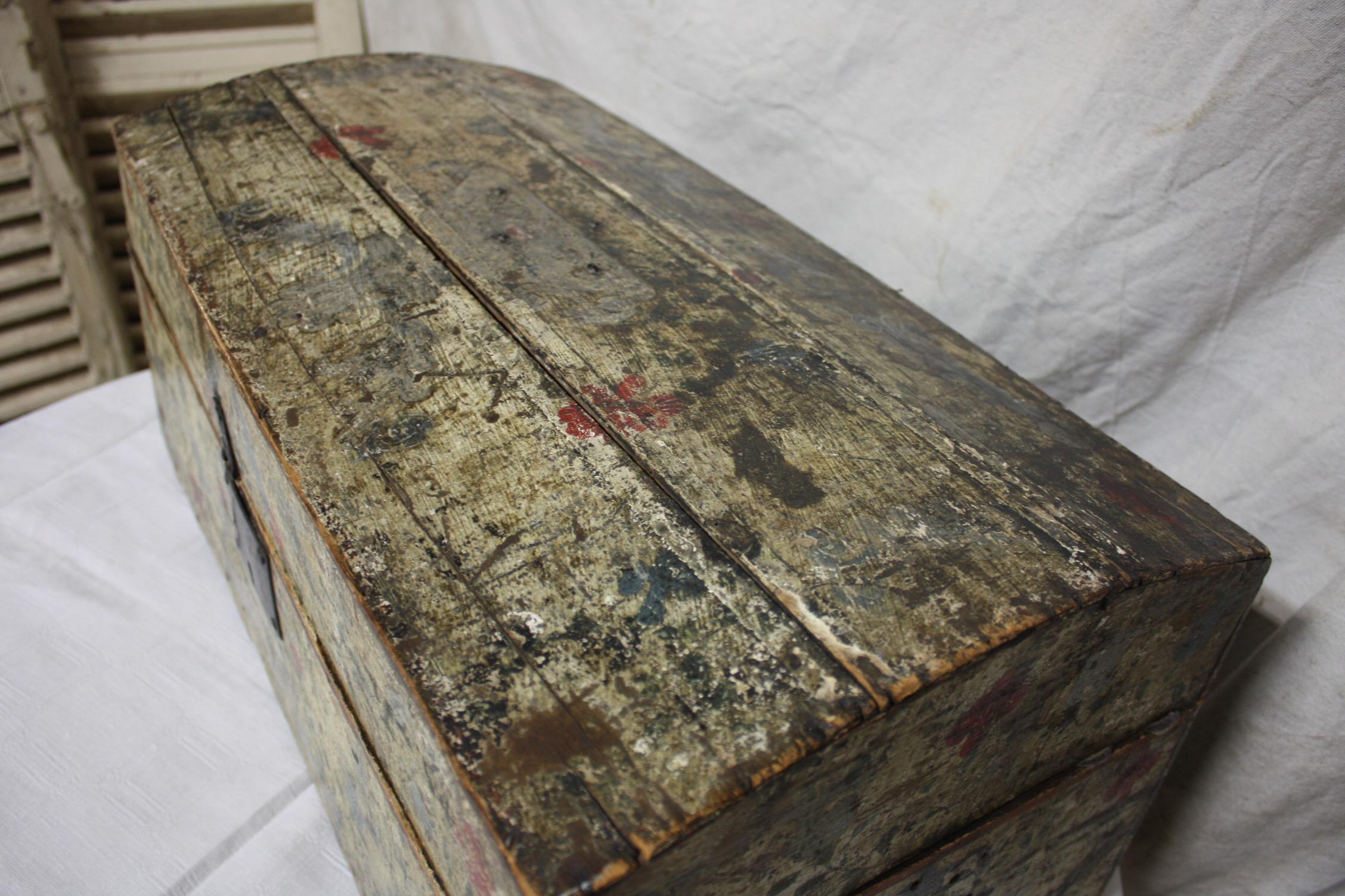 Wood French 18th Century Painted Box For Sale