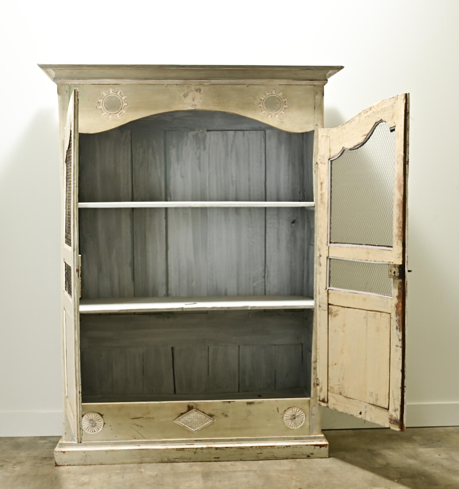 French 18th Century Painted & Carved Armoire For Sale 4
