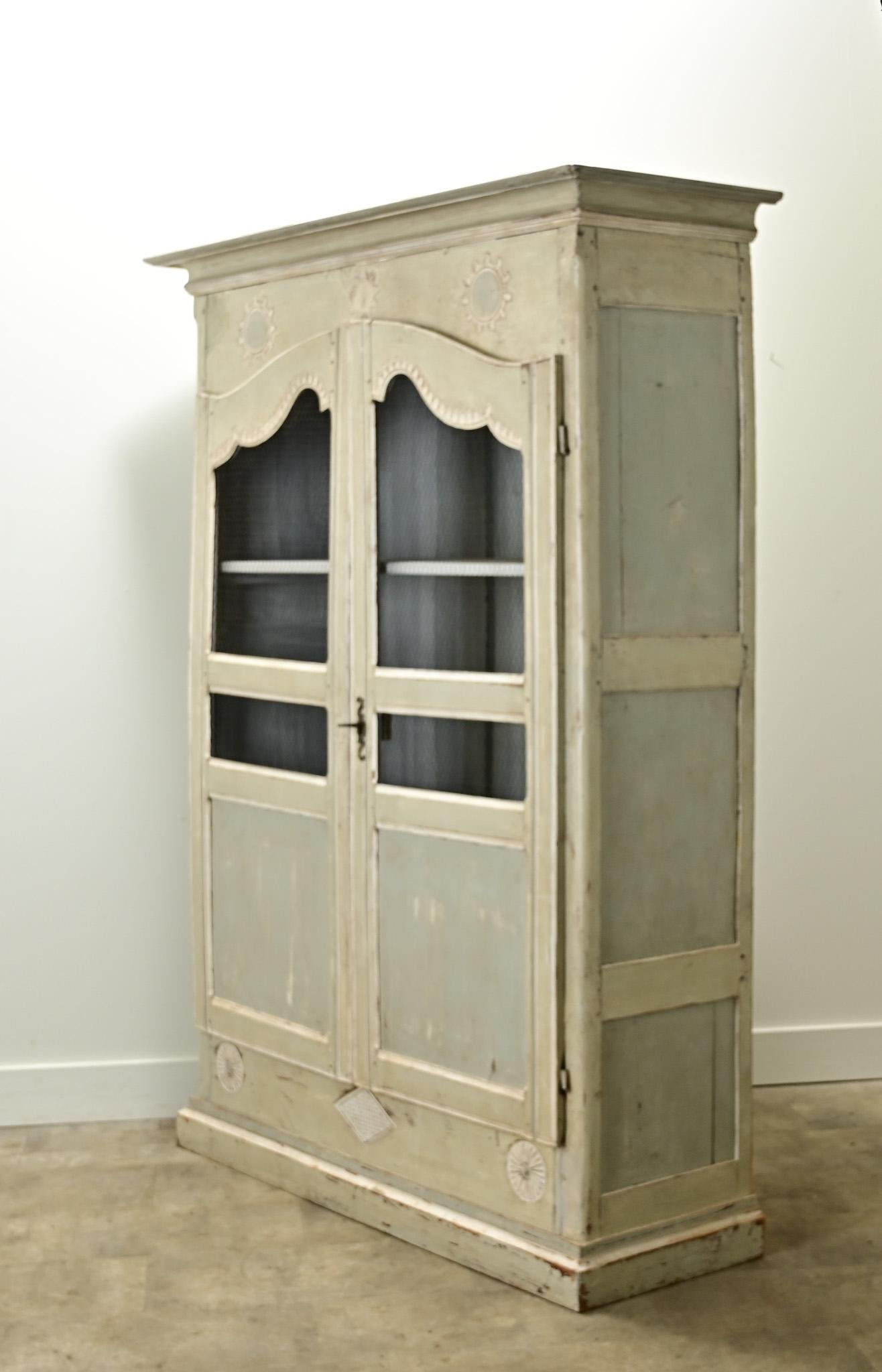 French 18th Century Painted & Carved Armoire For Sale 8