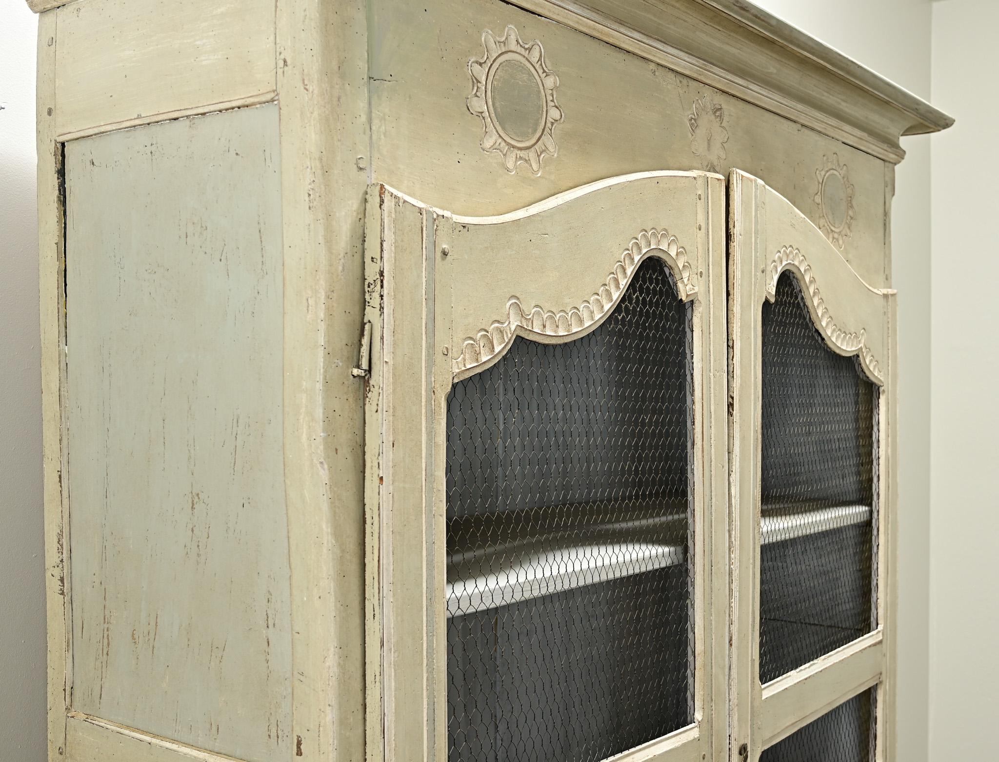 French 18th Century Painted & Carved Armoire For Sale 2