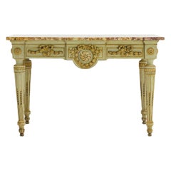 French 18th Century Painted Console with Stunning Marble