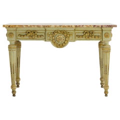 French 18th Century Painted Console with Stunning Marble