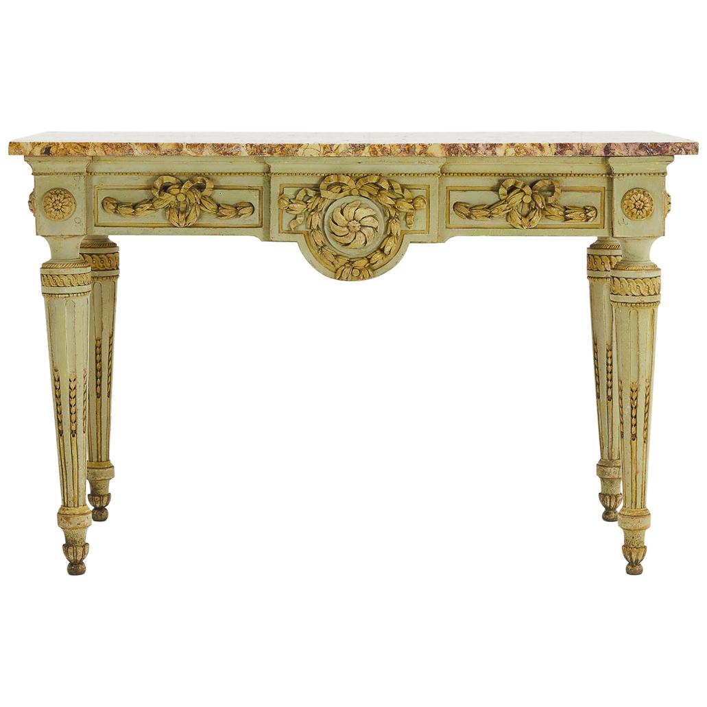 French 18th Century Painted Console with Stunning Marble