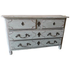 French 18th Century Painted Four-Drawer Chest of Drawers with Original Hardware