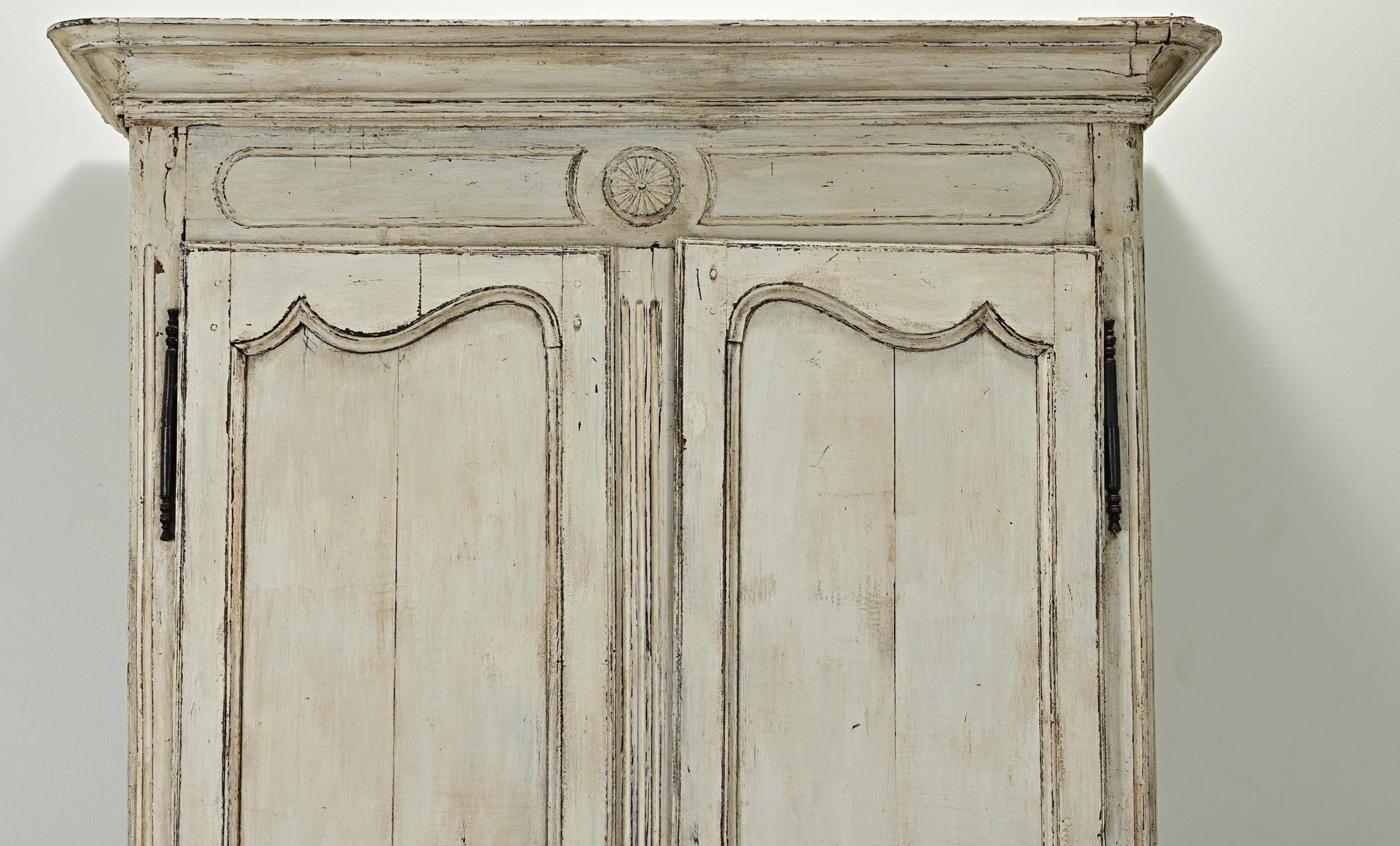 French 18th Century Painted Louis XV Armoire In Good Condition In Baton Rouge, LA