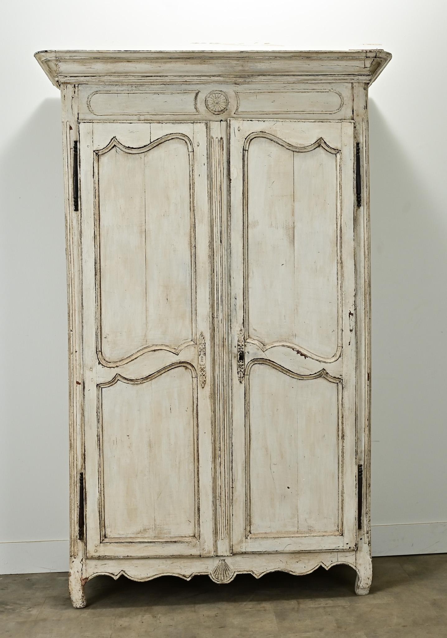 18th Century and Earlier French 18th Century Painted Louis XV Armoire