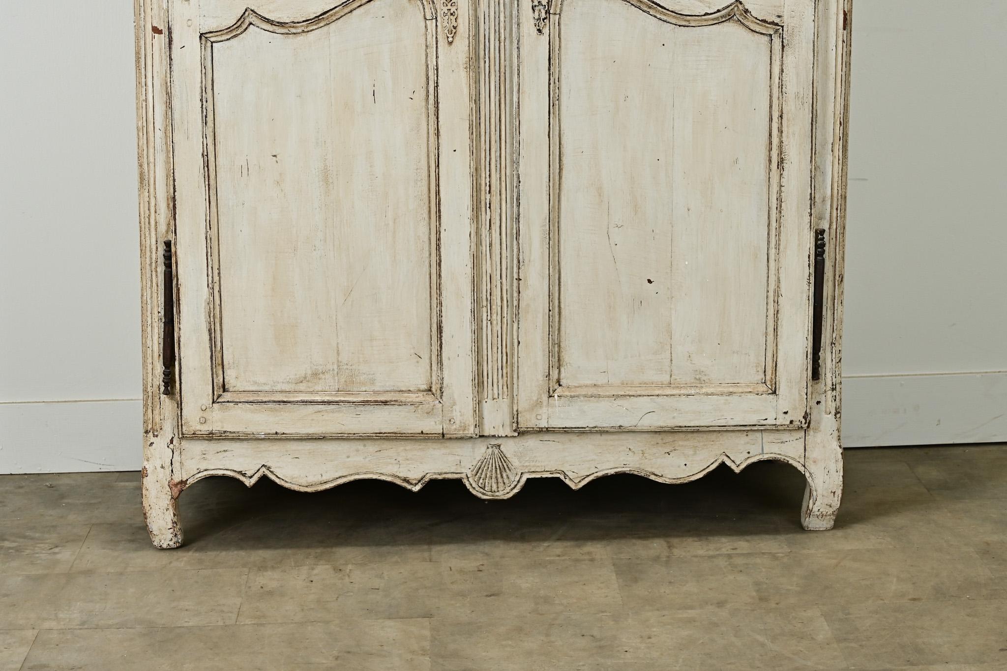 Wood French 18th Century Painted Louis XV Armoire