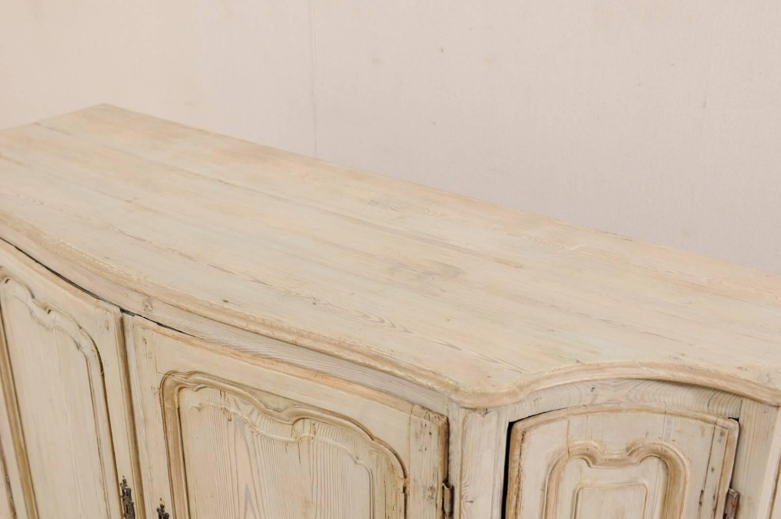 Carved French, 18th Century Painted Neutral Cream and Beige Colors Wood Buffet Cabinet