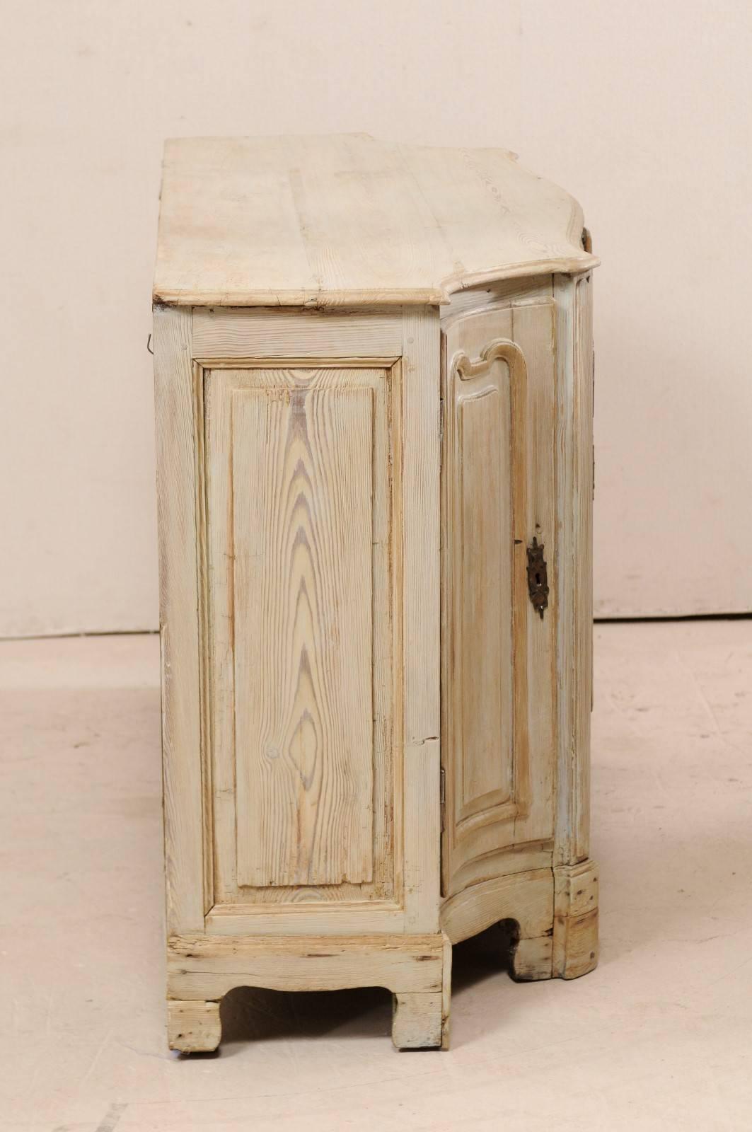 French, 18th Century Painted Neutral Cream and Beige Colors Wood Buffet Cabinet In Good Condition In Atlanta, GA