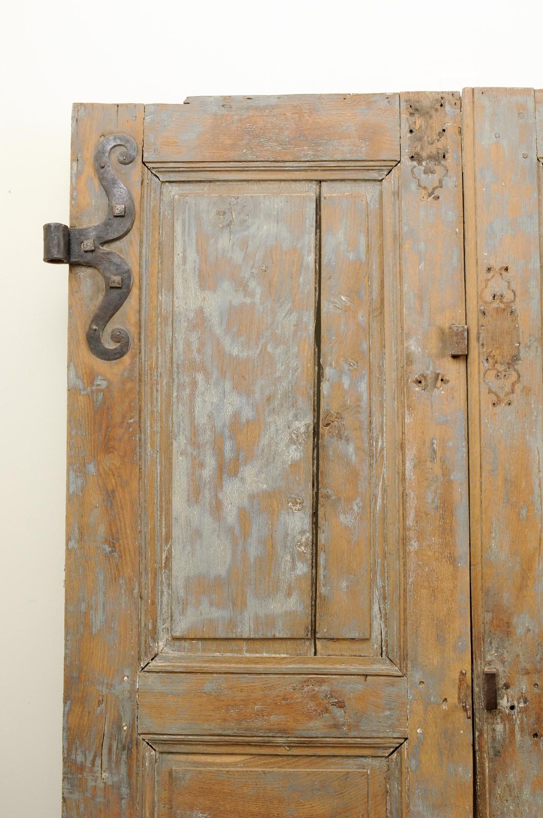French 18th Century Painted Oak Double Doors with Doric Pilaster and Patina 8