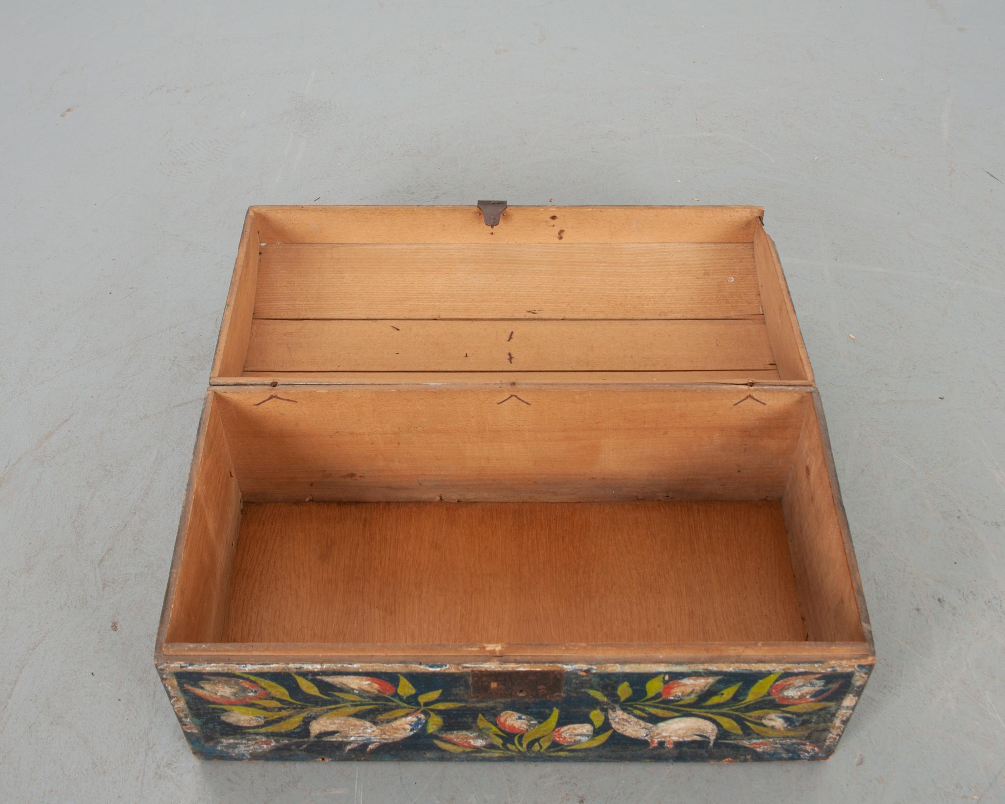 French, 18th Century, Painted Wedding Chest In Good Condition In Baton Rouge, LA