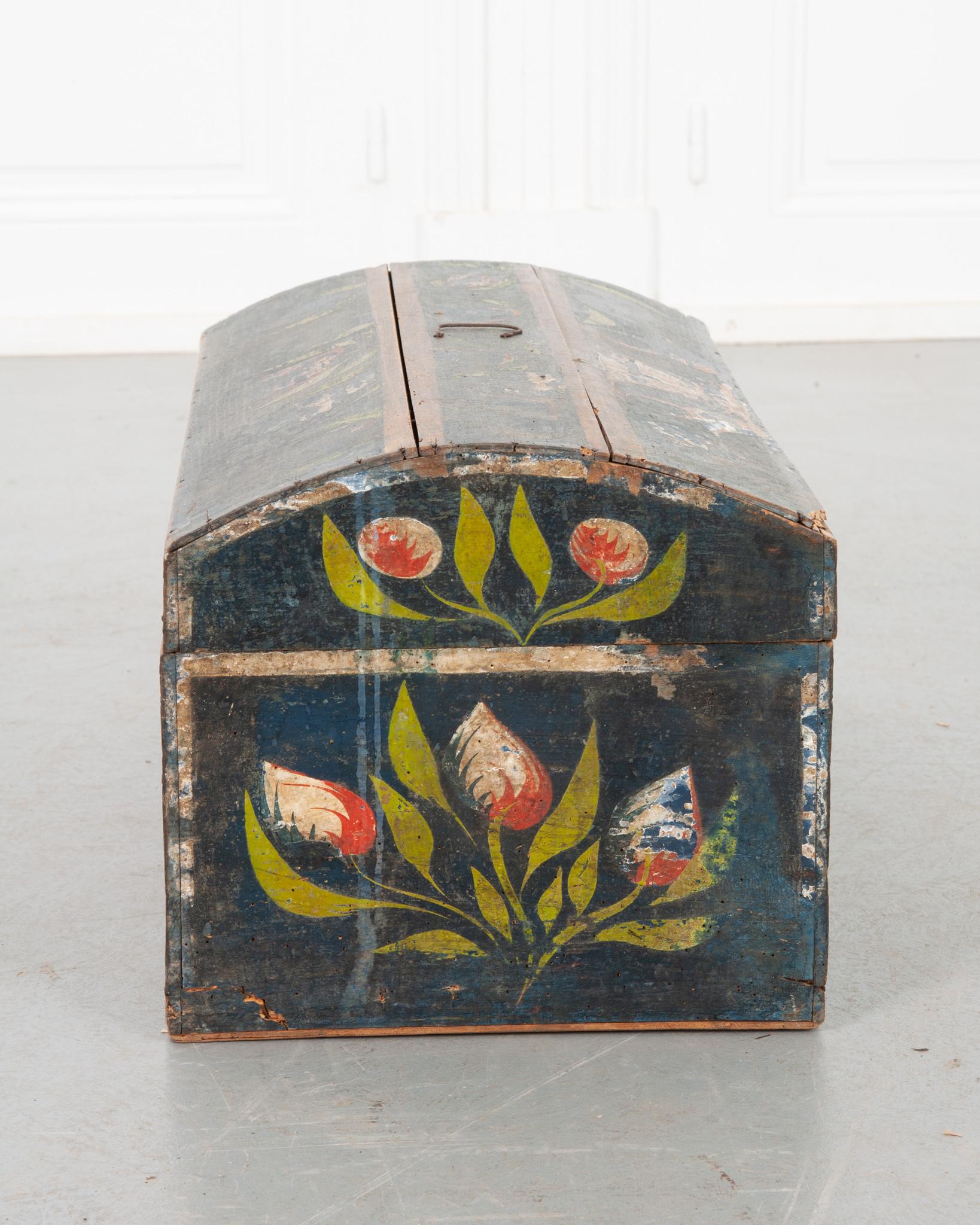 Metal French, 18th Century, Painted Wedding Chest