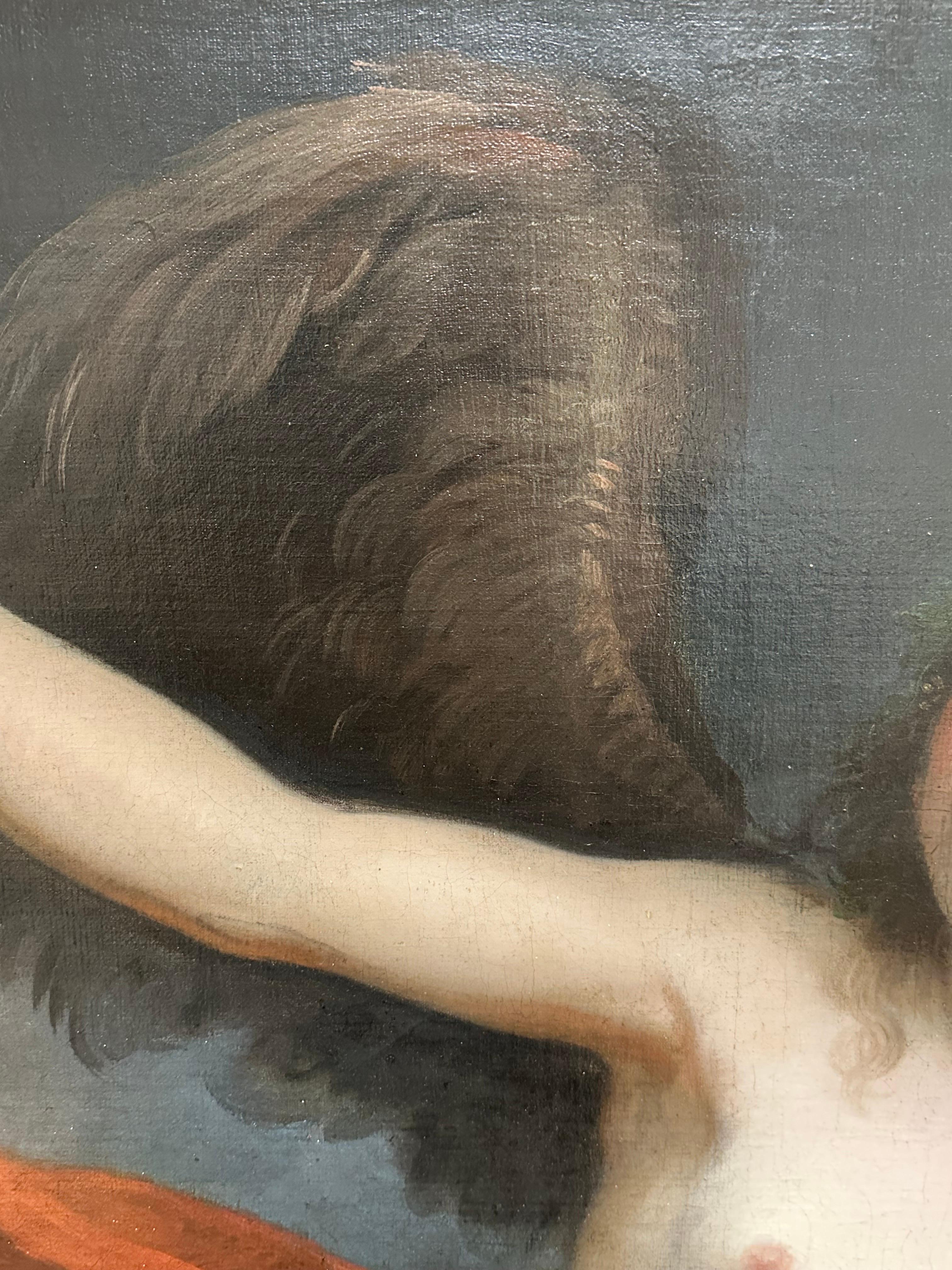 Huge maître rococo français du 18ème siècle, huile allégorique d'une femme ailée et nue en vente 8