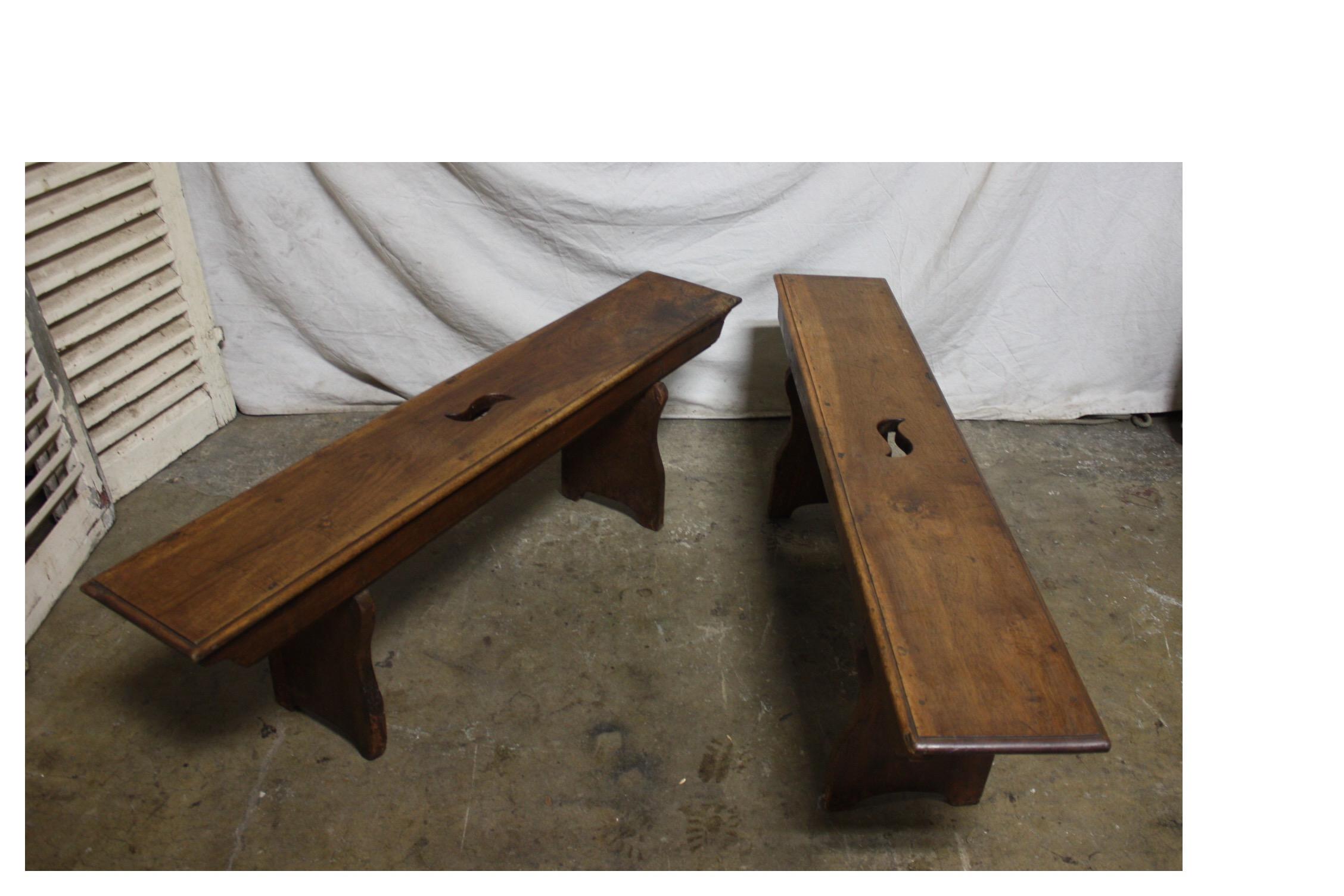 French 18th century pair of benches.