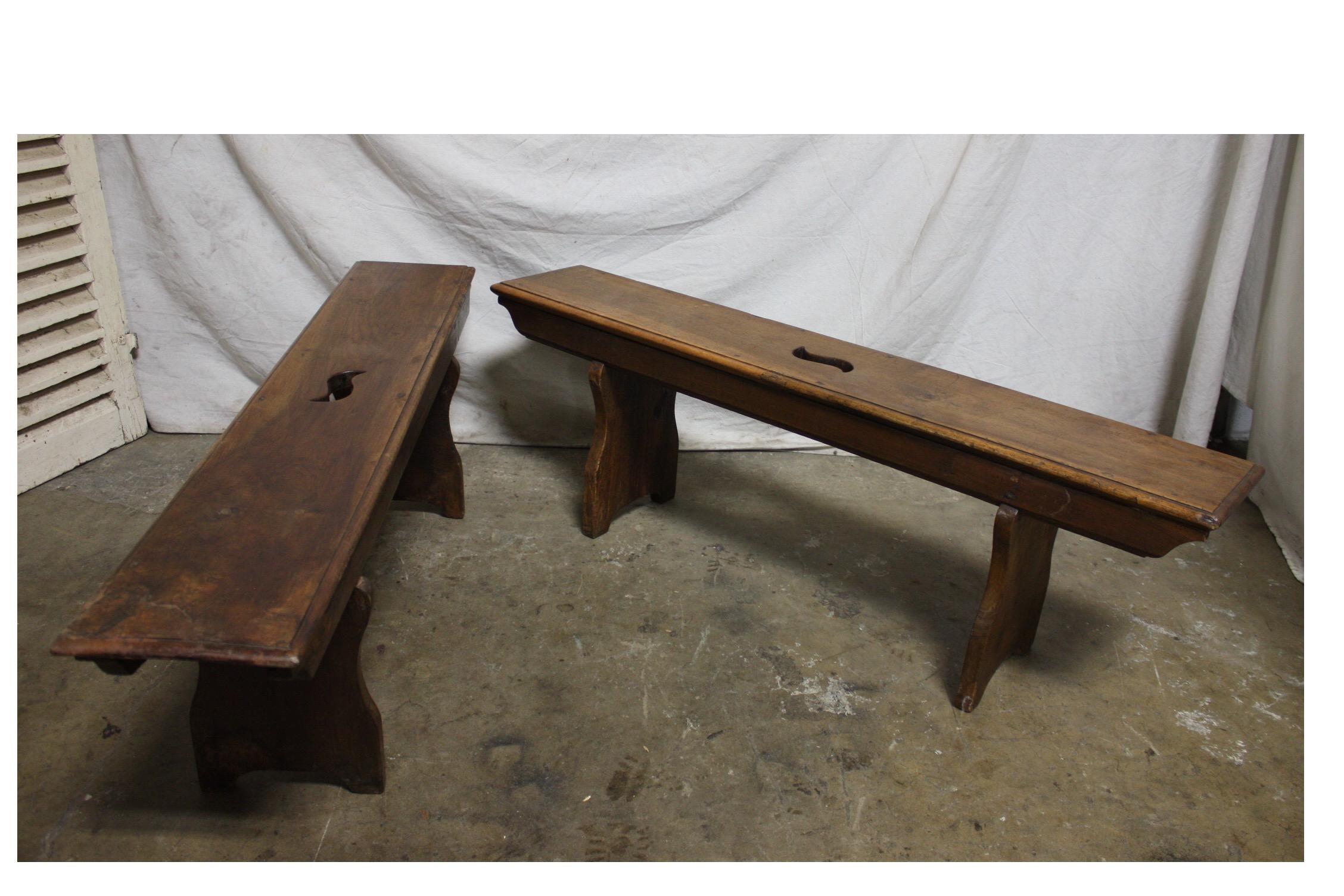 Rustic French 18th Century Pair of Benches